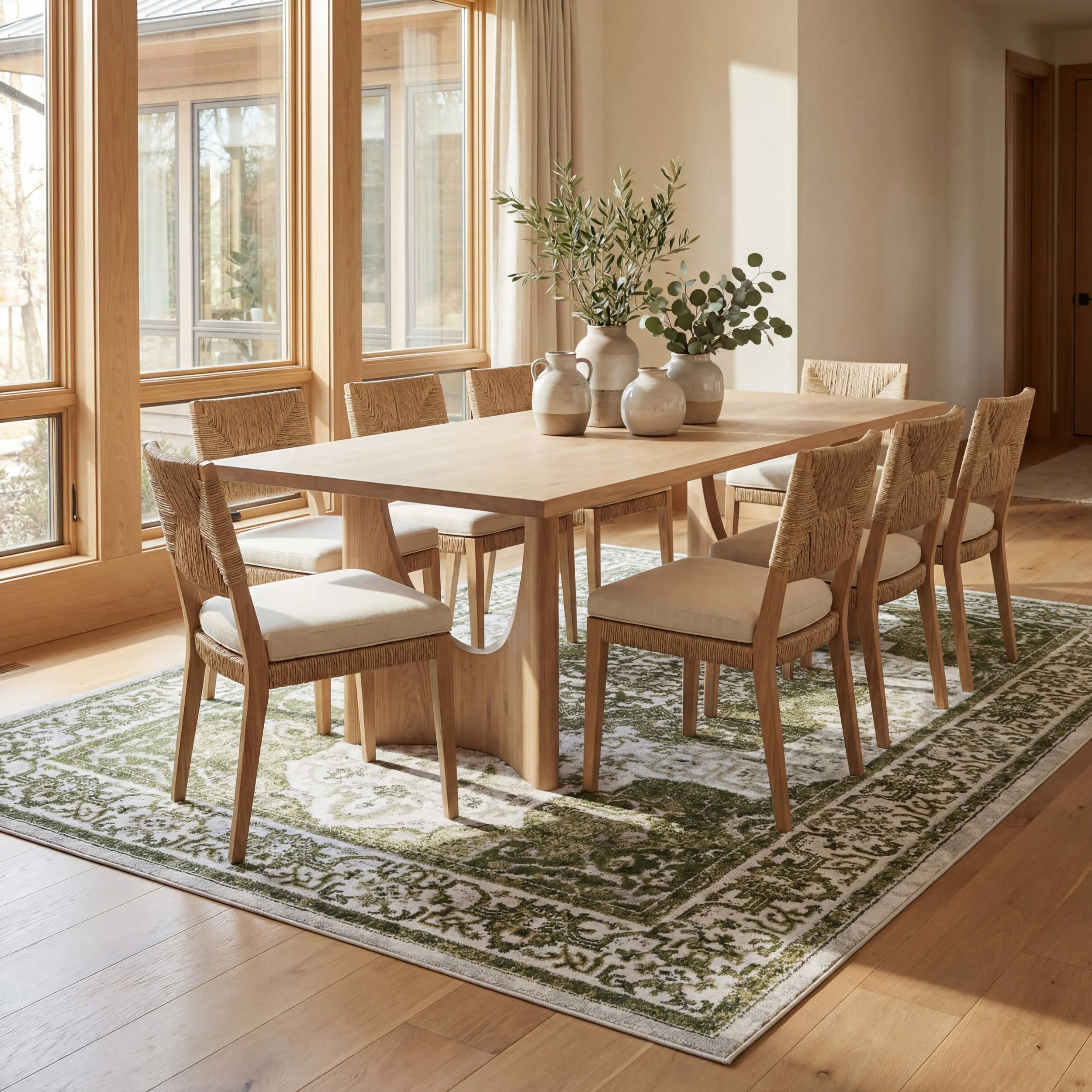 Charlisa Washable Faded Snowflake Rug | Green - Image 7