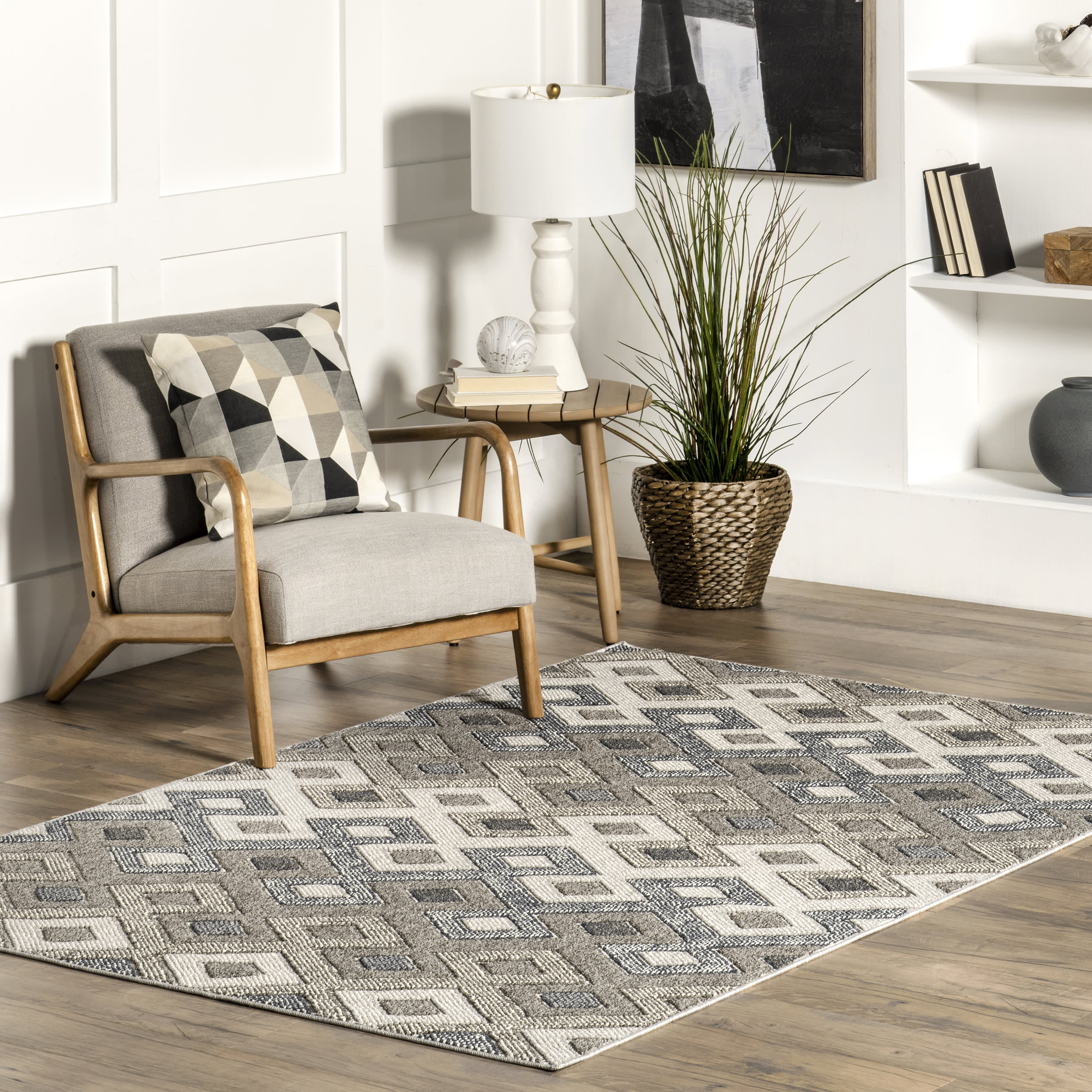 Charmaine Indoor/Outdoor Geometric Rug | Grey - Image 2