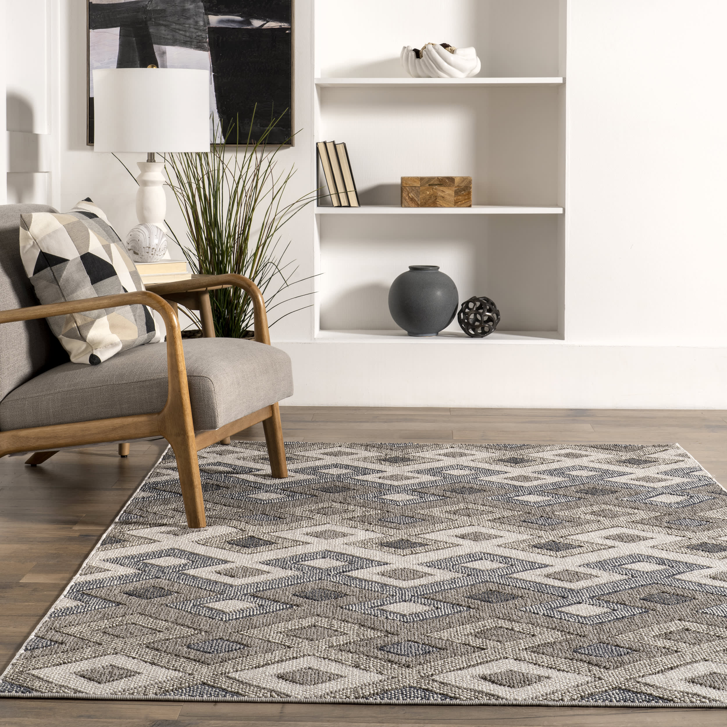 Charmaine Indoor/Outdoor Geometric Rug | Grey - Image 4