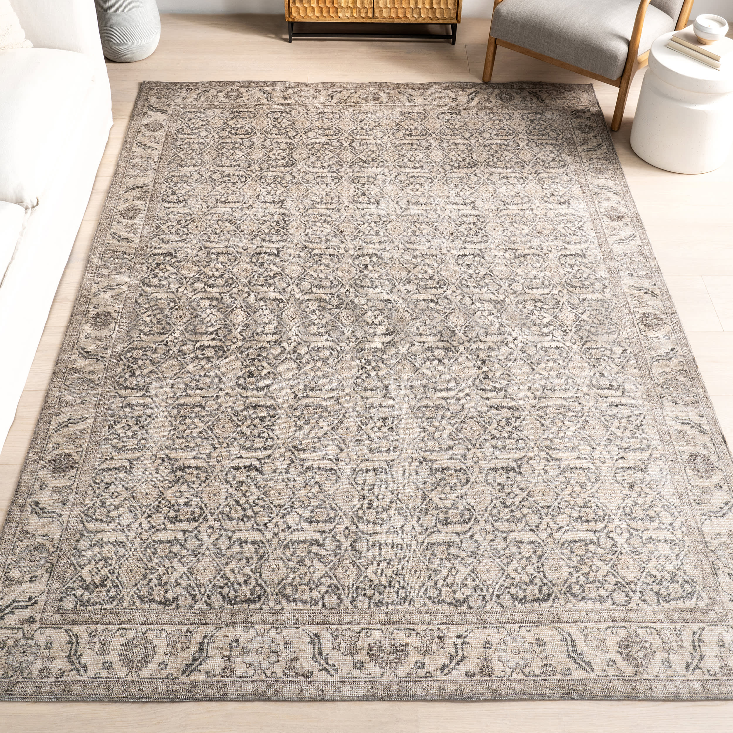 Chatham Antiqued Jute-Blend Rug | Grey - Image 9