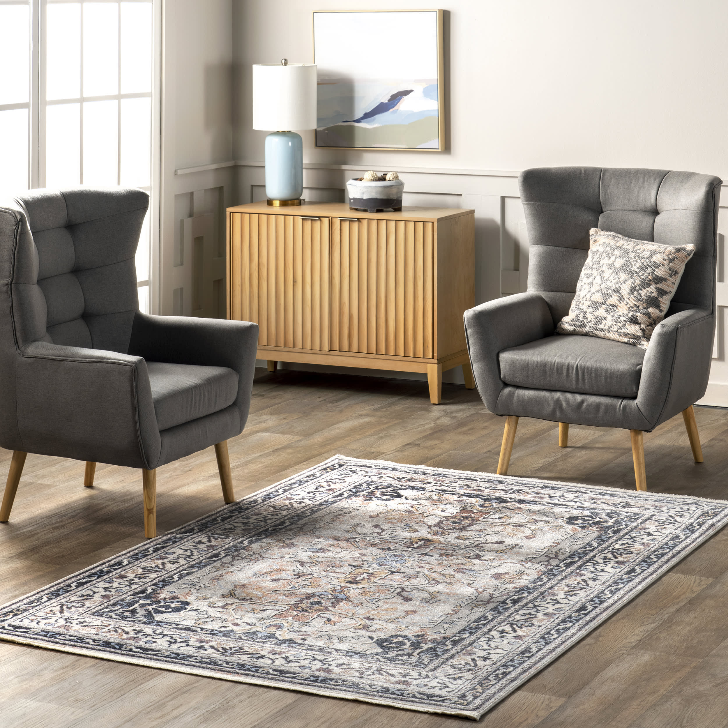 Chaya Persian Medallion Rug | Grey - Image 2