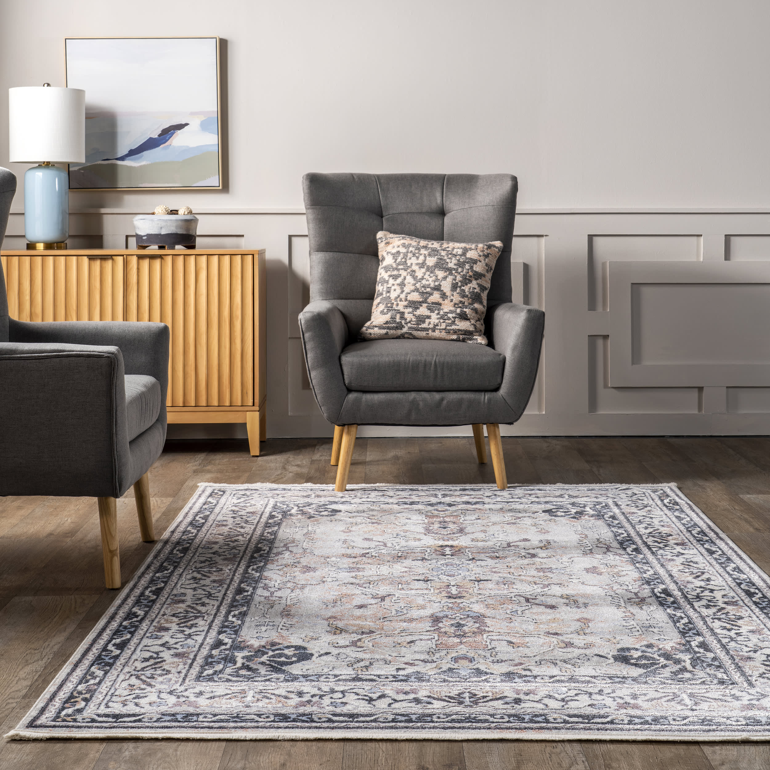 Chaya Persian Medallion Rug | Grey - Image 4