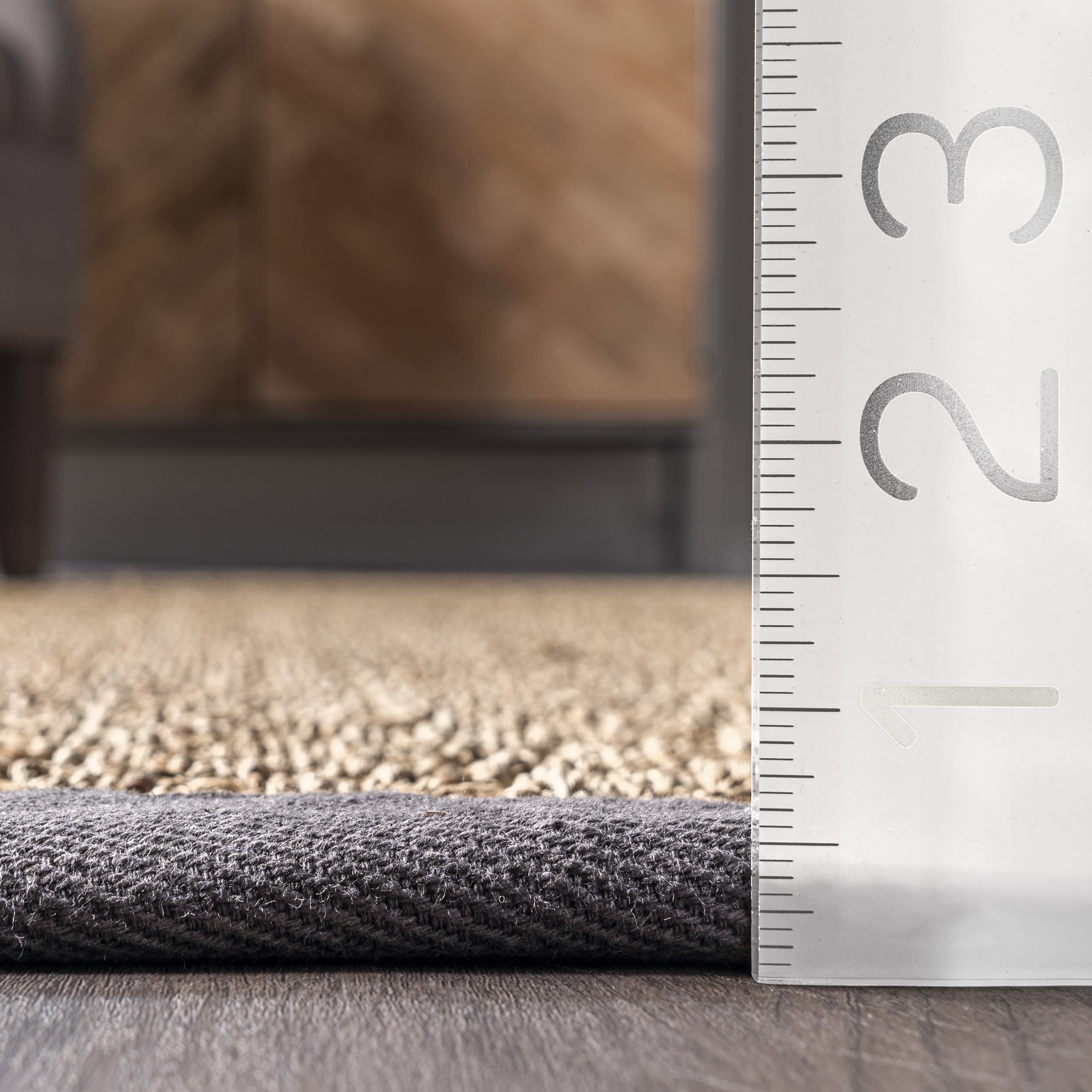 Checker Weave Seagrass Rug | Dark Grey - Image 5