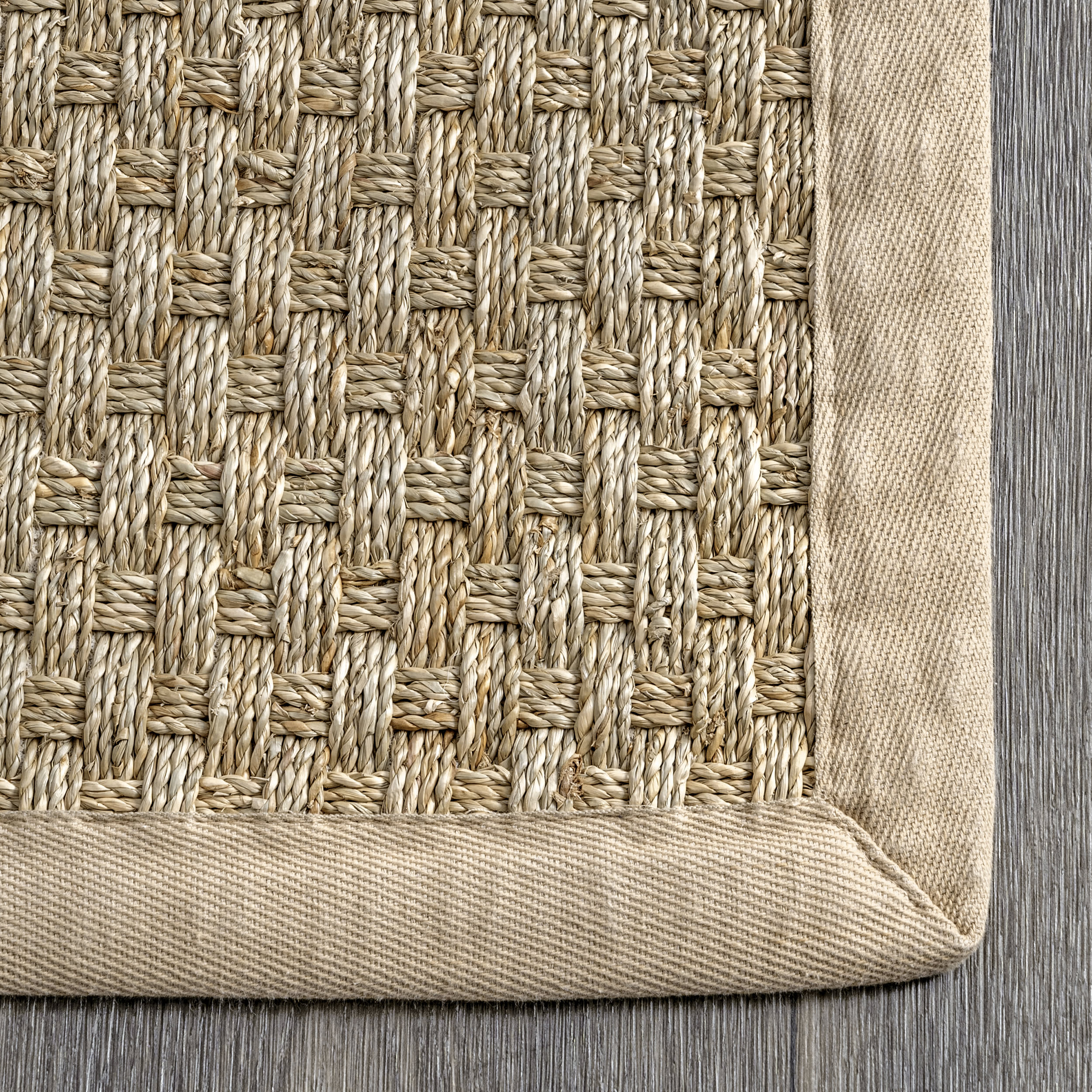 Checker Weave Seagrass Rug | Natural - Image 3