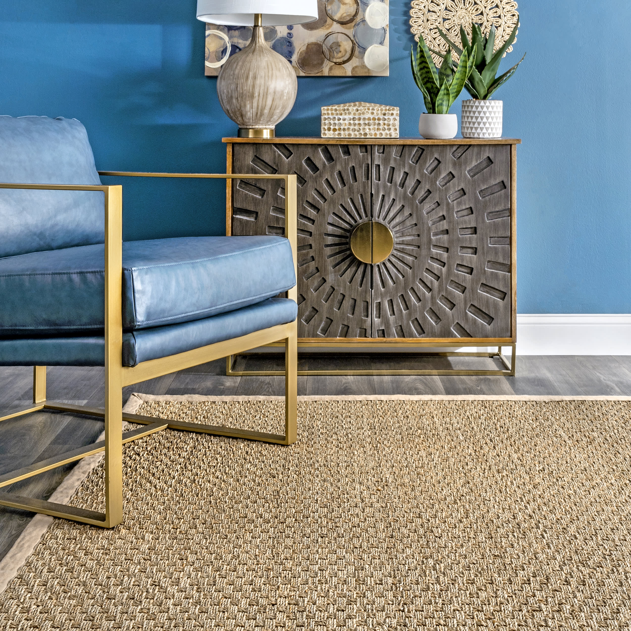 Checker Weave Seagrass Rug | Natural - Image 4
