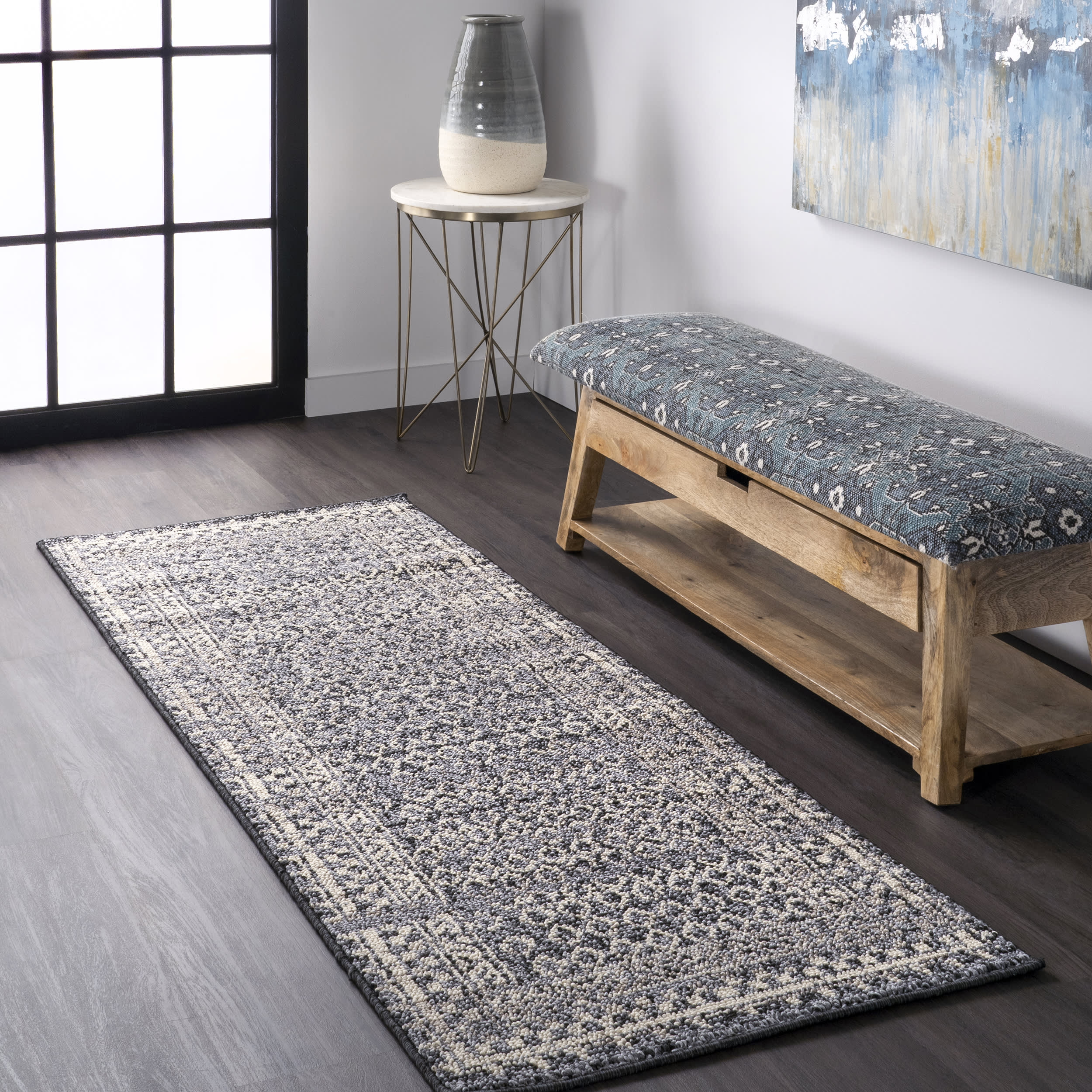 Checkered Diamonds Rug | Grey - Image 2