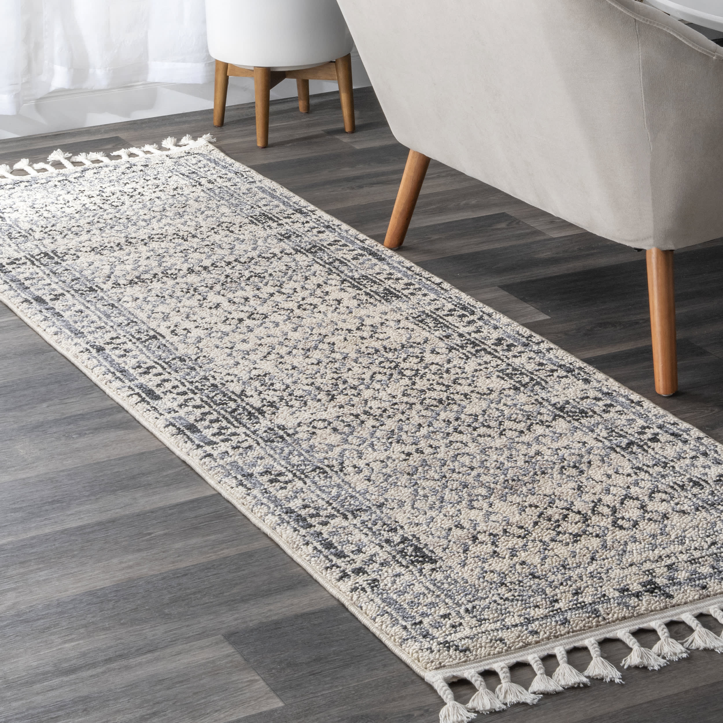 Checkered Diamonds Tassel Rug | Ivory - Image 2