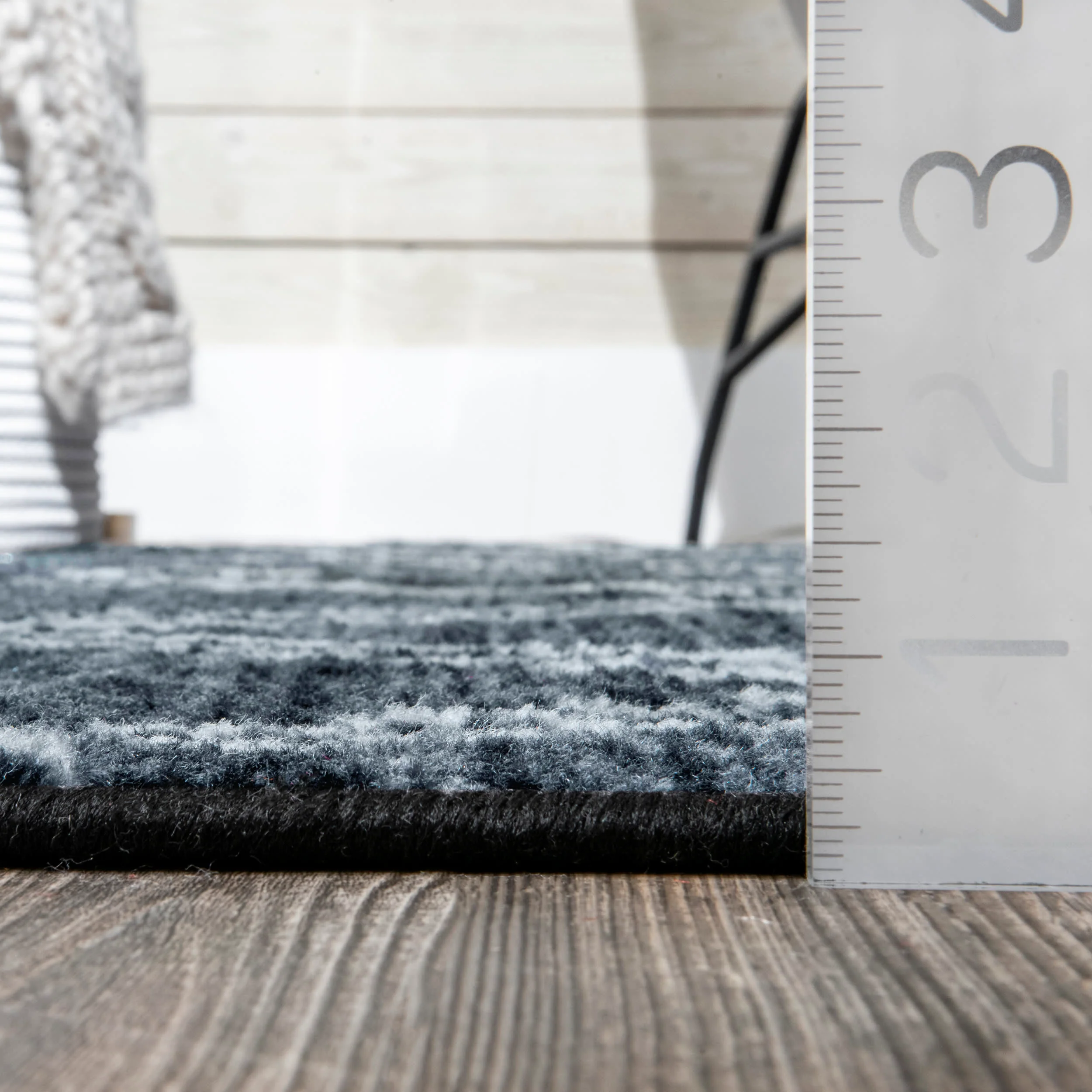 Checkered Moroccan Tassel Non-Slip Backing Rug | Navy - Image 5
