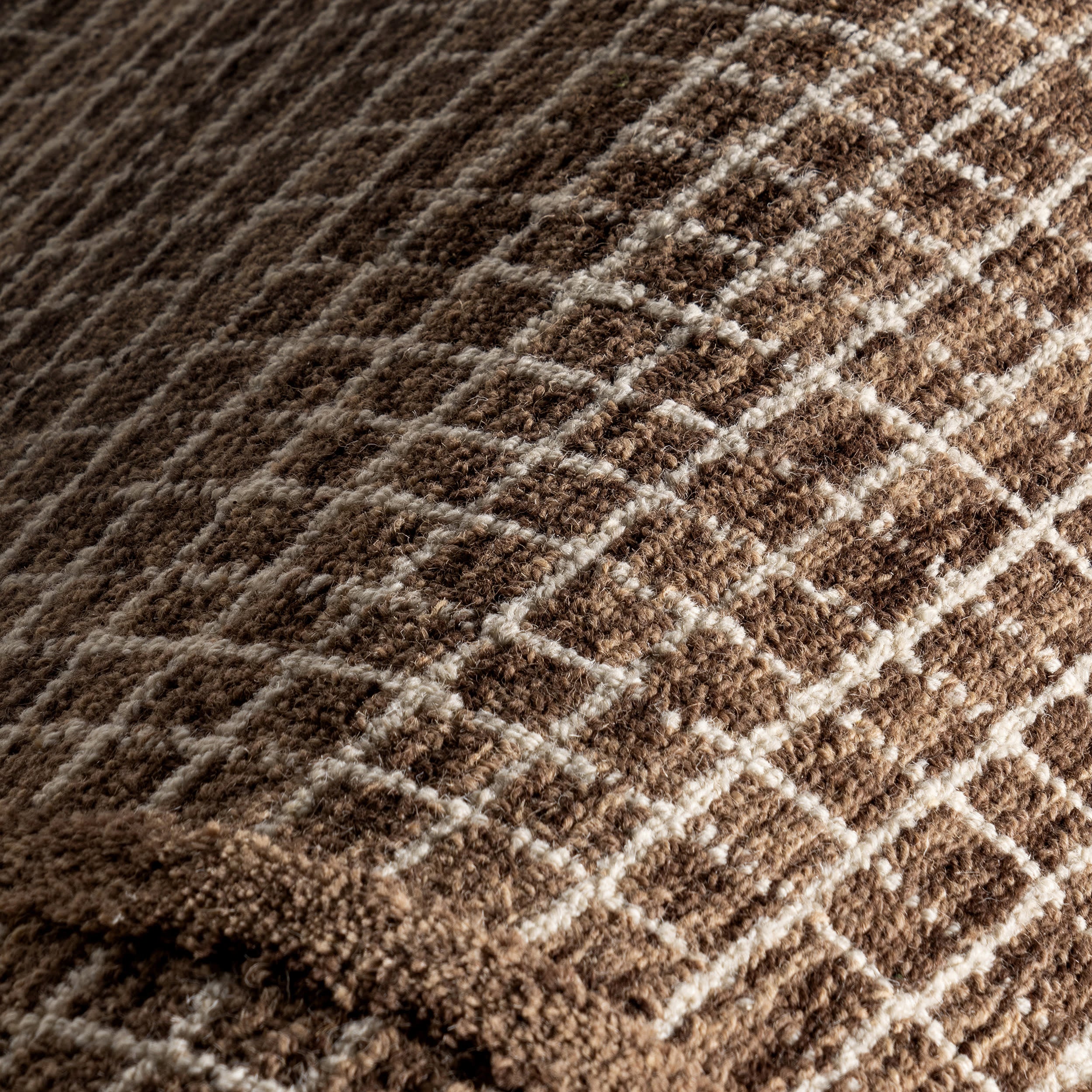 Chessie Checked Wool Rug | Brown - Image 3
