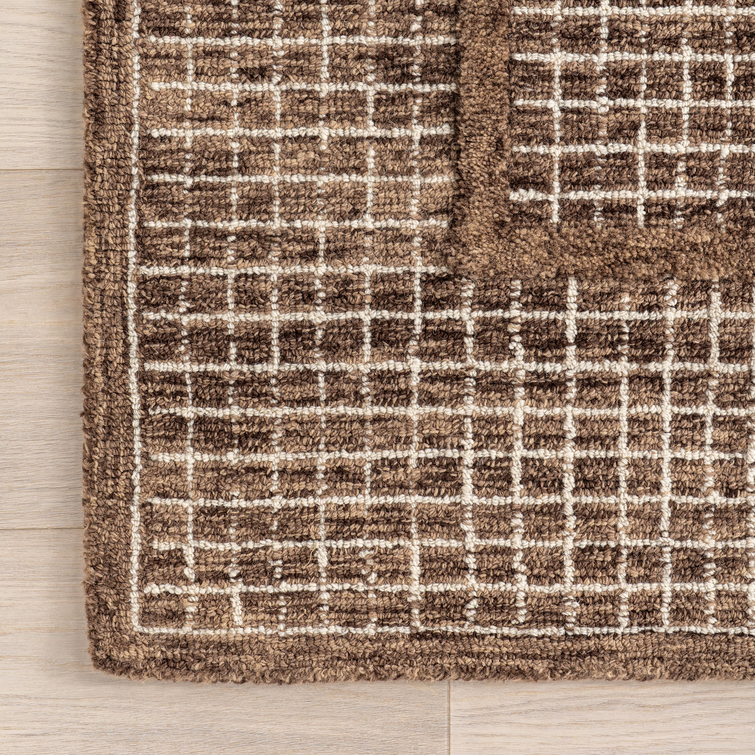 Chessie Checked Wool Rug | Brown - Image 4