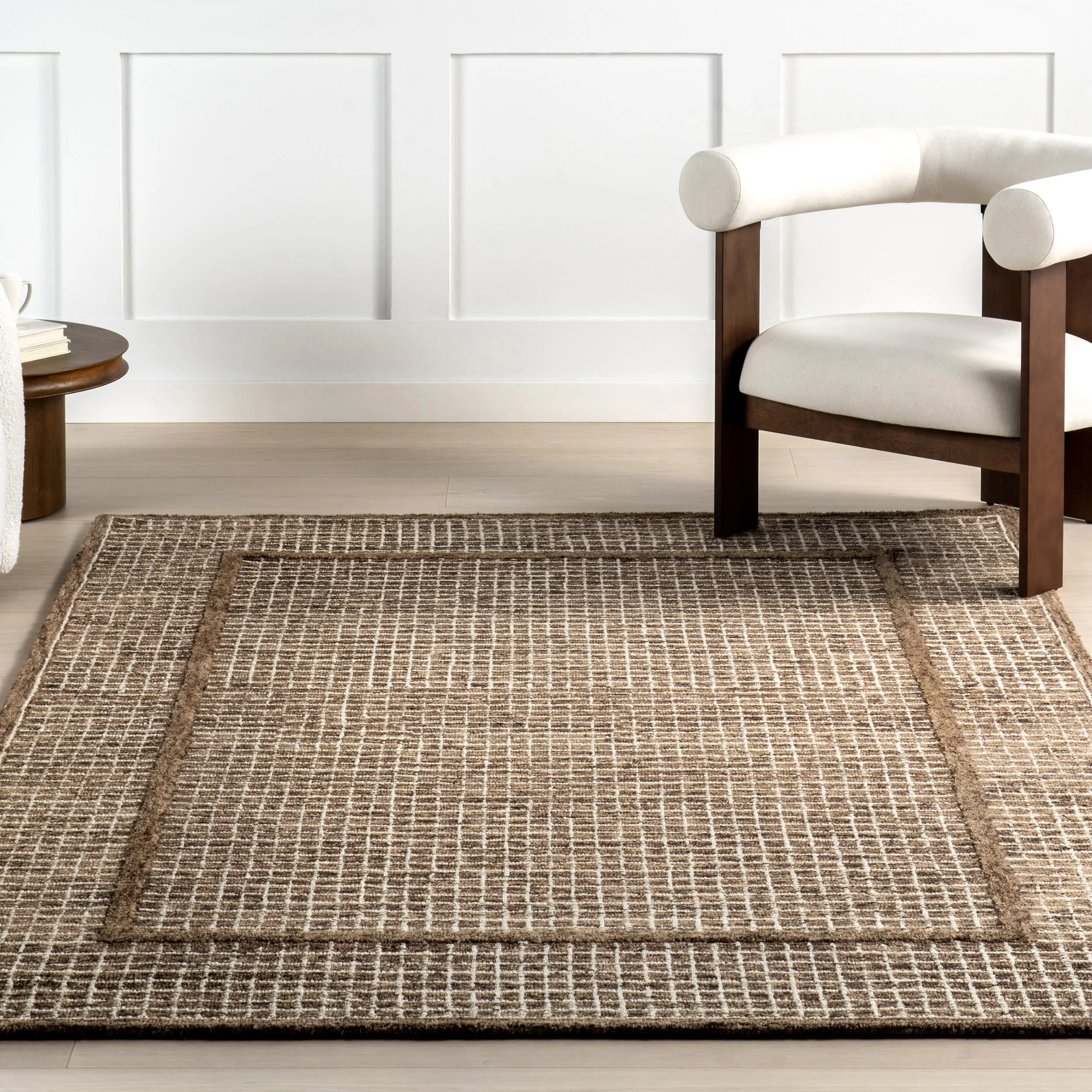 Chessie Checked Wool Rug | Brown - Image 5