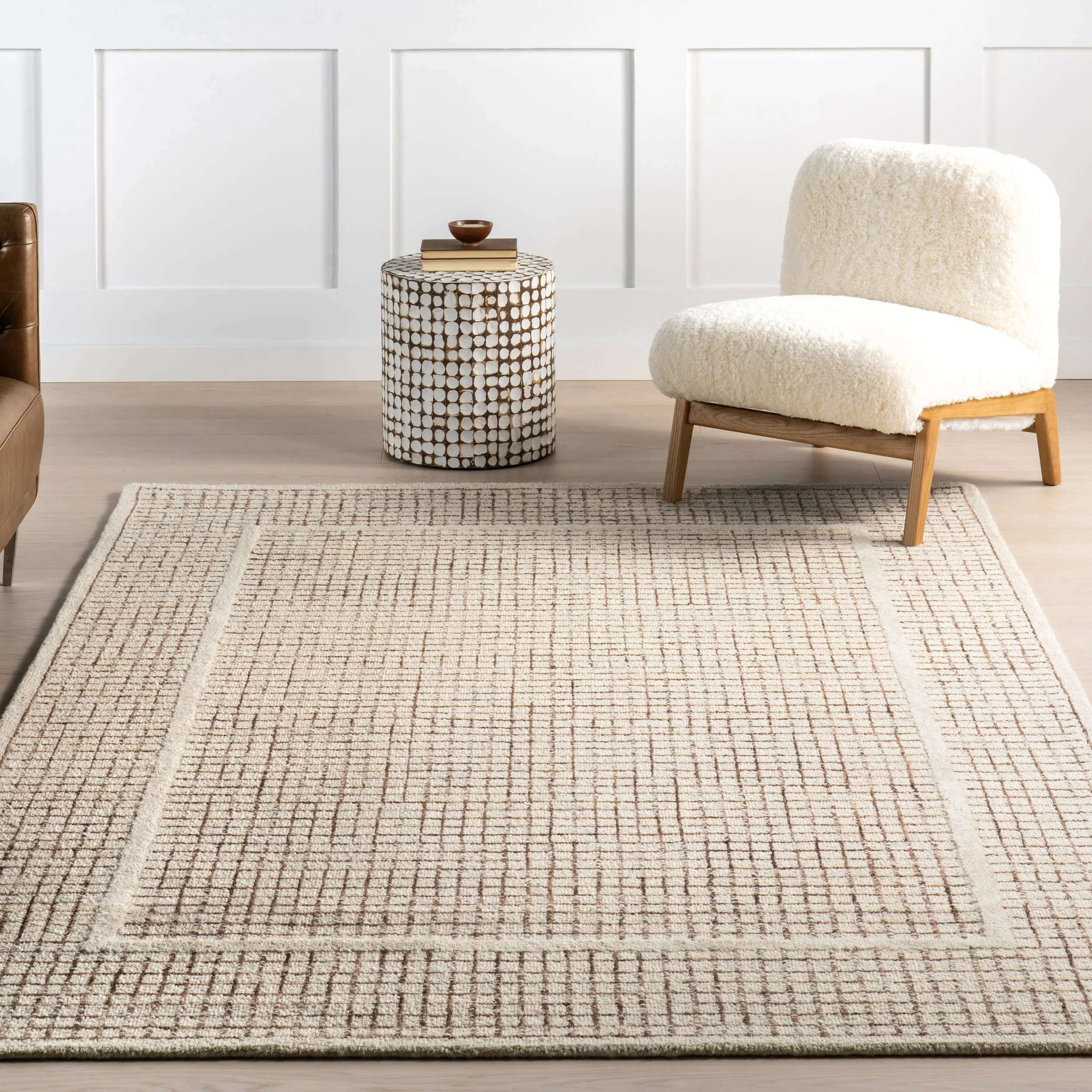 Chessie Checked Wool Rug | Ivory - Image 5