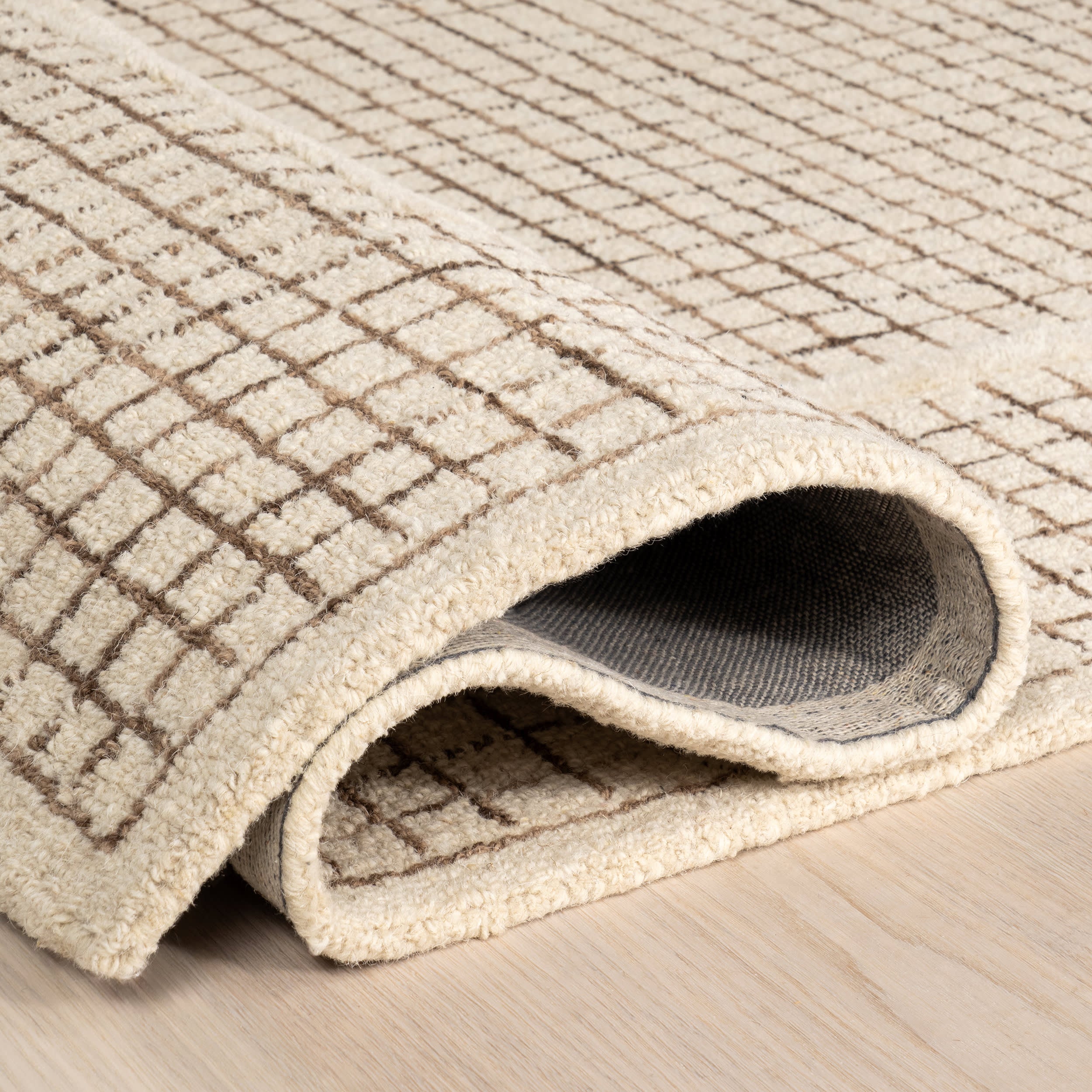 Chessie Checked Wool Rug | Ivory - Image 9