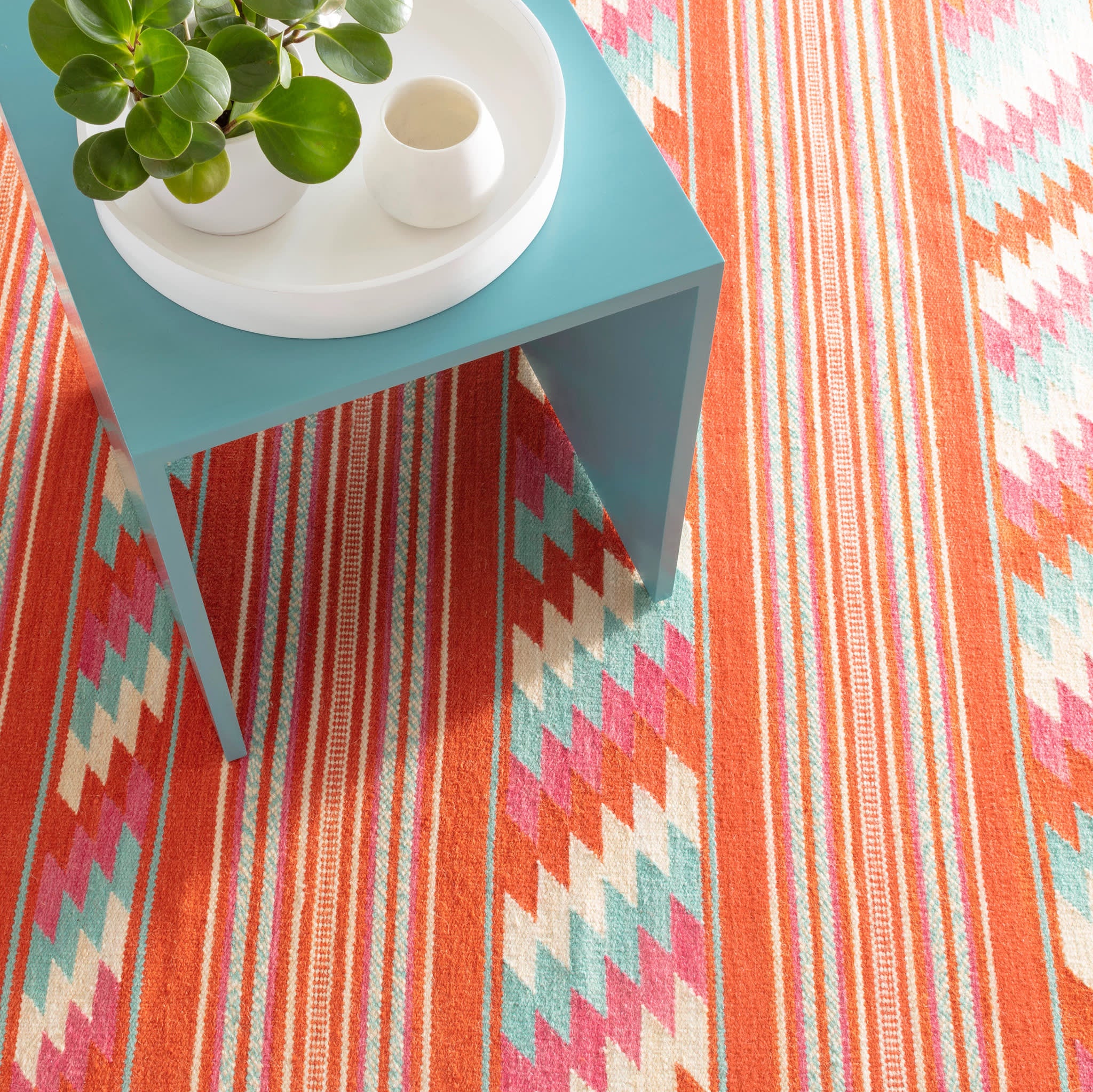 Chester Kilim Handwoven Wool Rug | Orange - Image 3