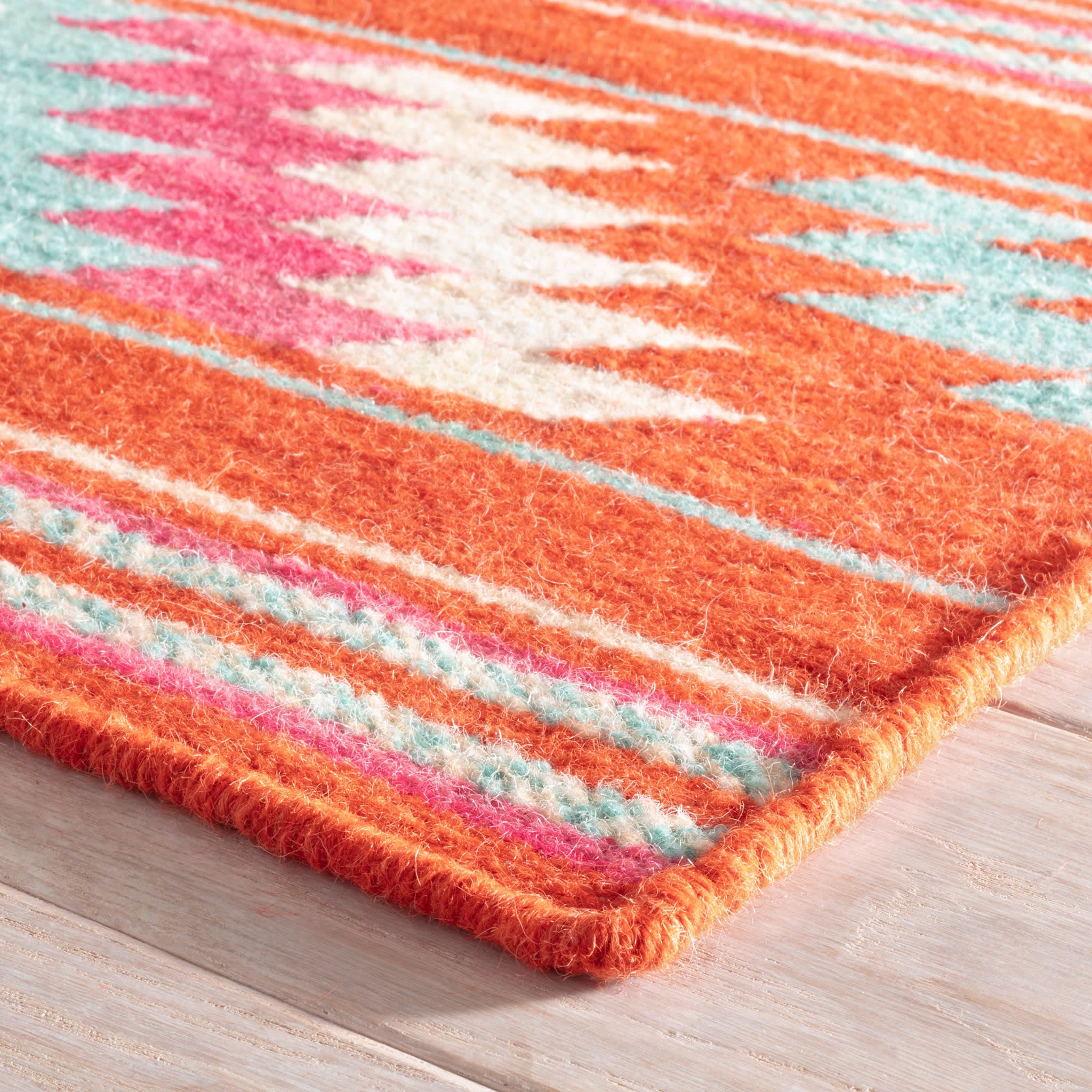 Chester Kilim Handwoven Wool Rug | Orange - Image 4