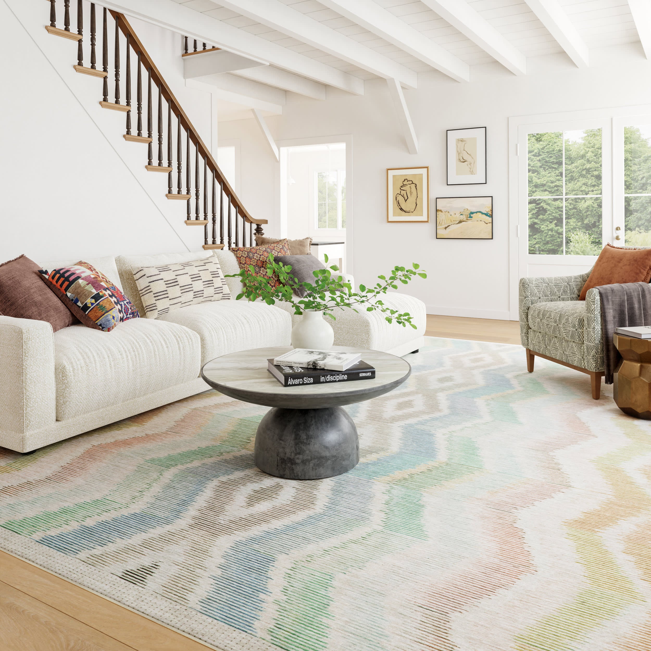 Chevron Machine Washable Rug | Multi - Image 2