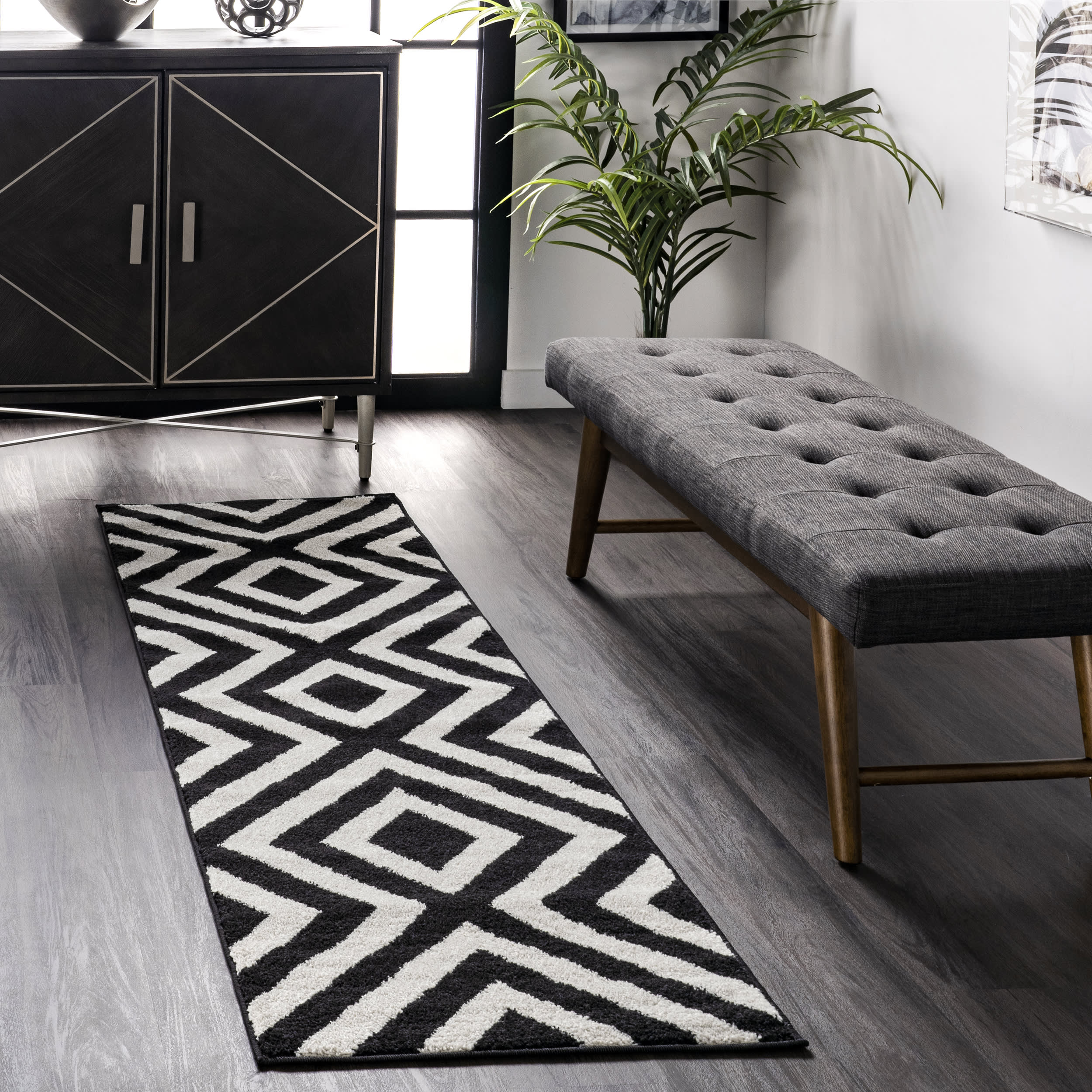 Chevron Stripes Rug | Black - Image 2