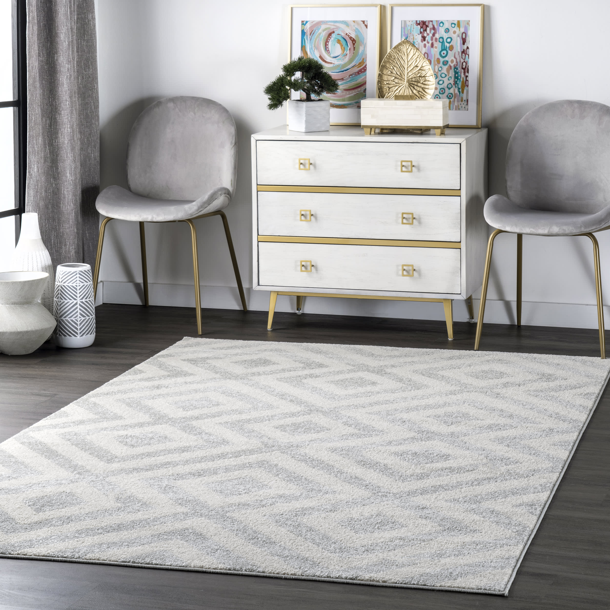 Chevron Stripes Rug | Light Grey - Image 2