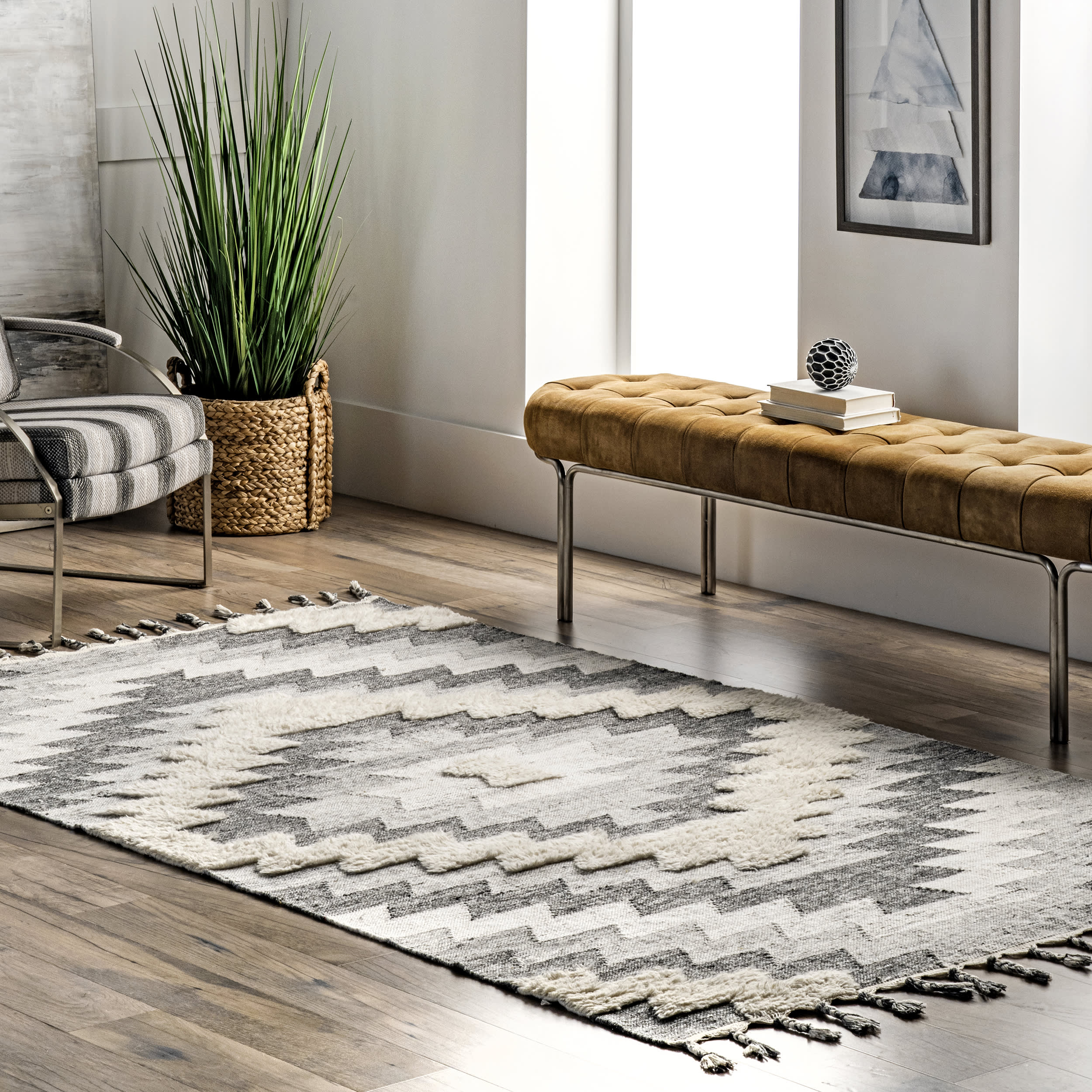 Chiara Ombre Aztec Rug | Grey - Image 2