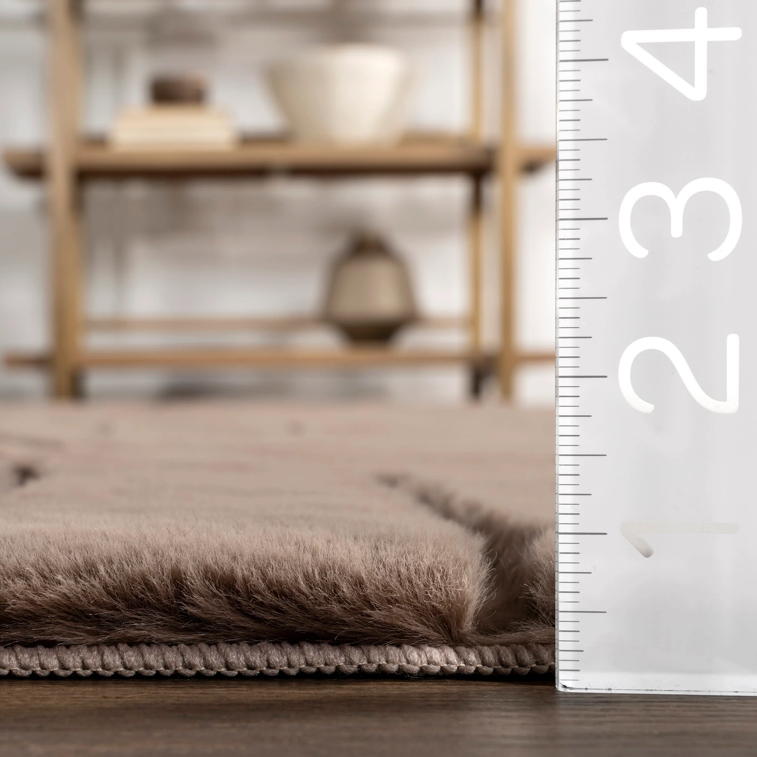 Chiarra Woven Arc Plush Cloud Washable Rug | Brown - Image 5