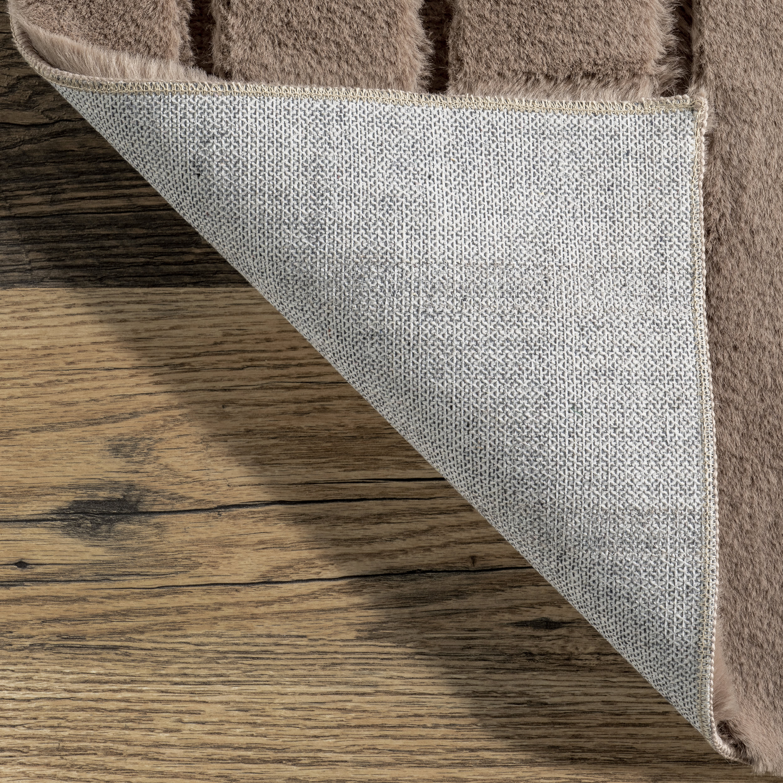 Chiarra Woven Arc Plush Cloud Washable Rug | Brown - Image 6