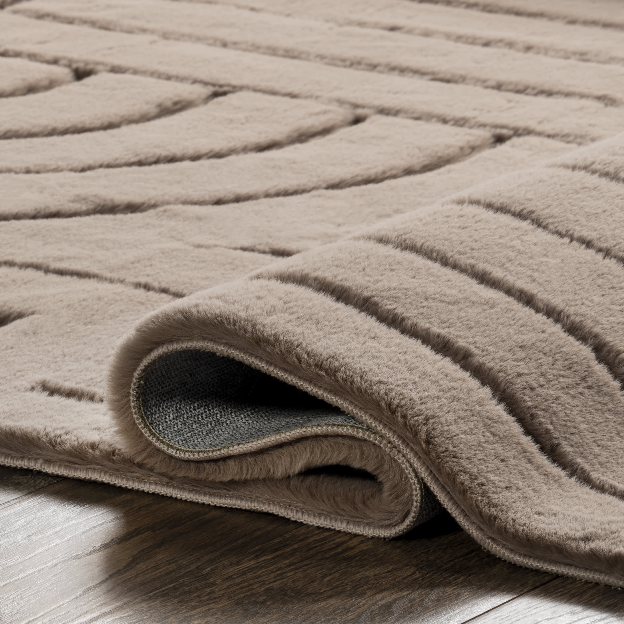 Chiarra Woven Arc Plush Cloud Washable Rug | Brown - Image 8