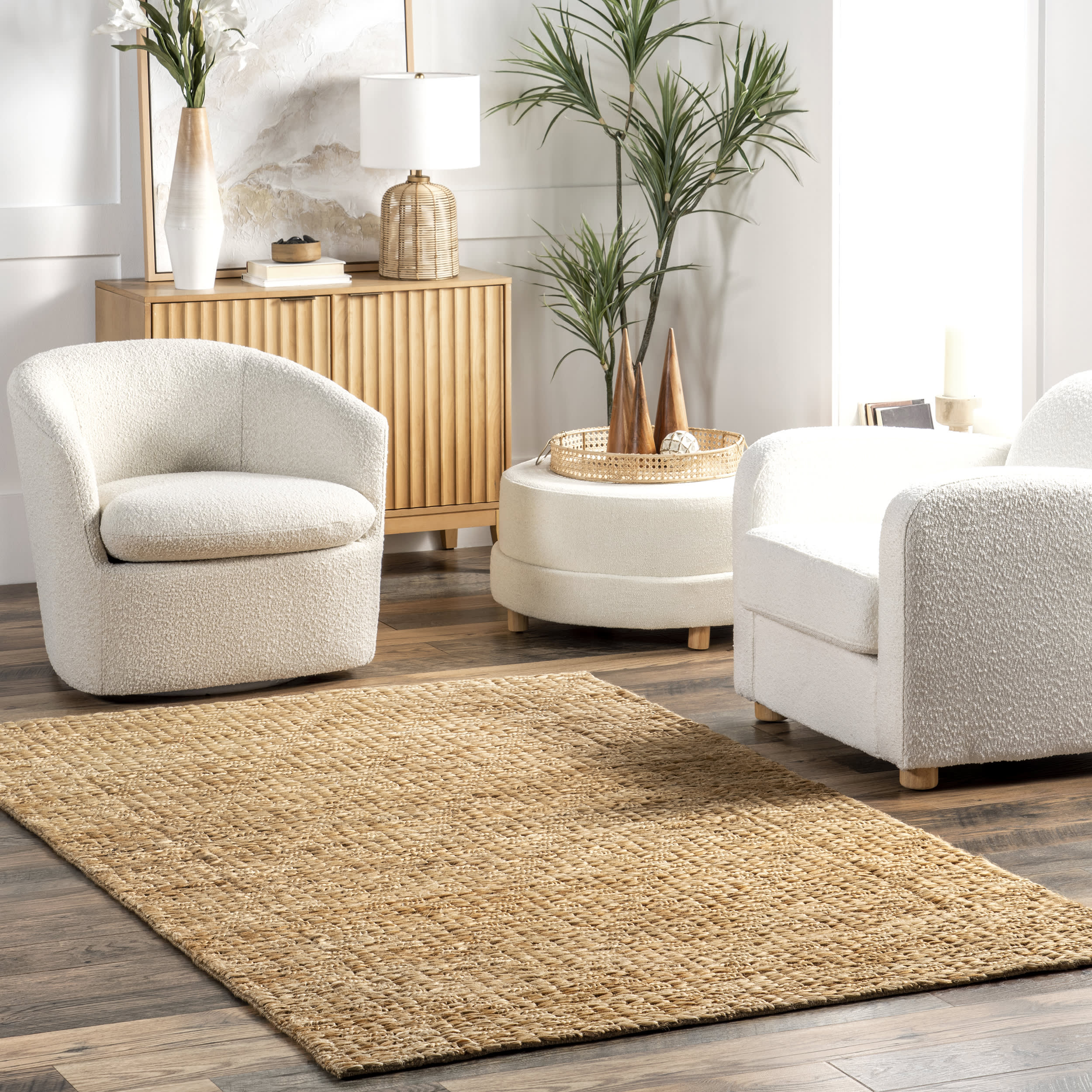 Chiemela Jute Trellis Rug | Natural - Image 2