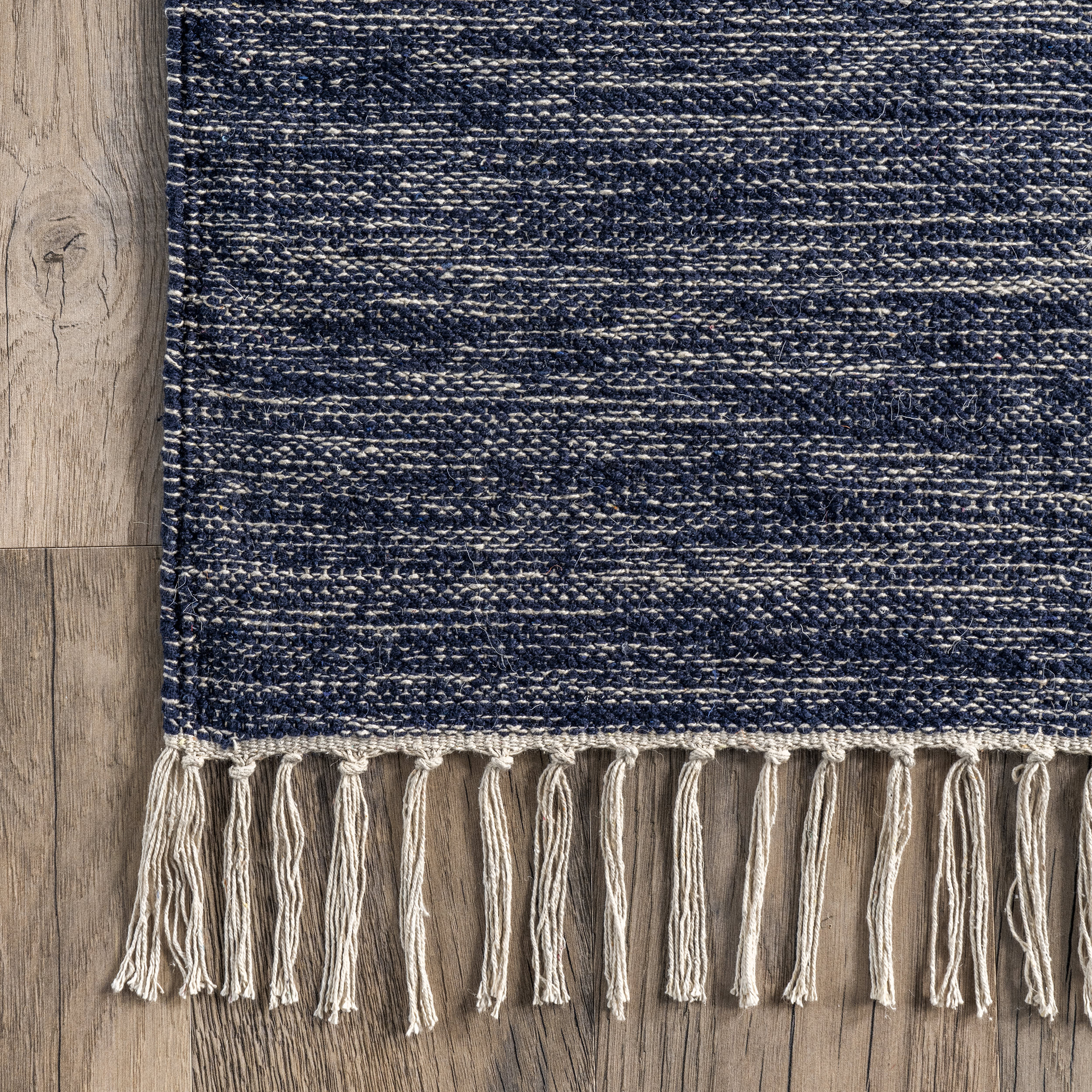 Chrissy Banded Tasseled Rug | Blue - Image 3