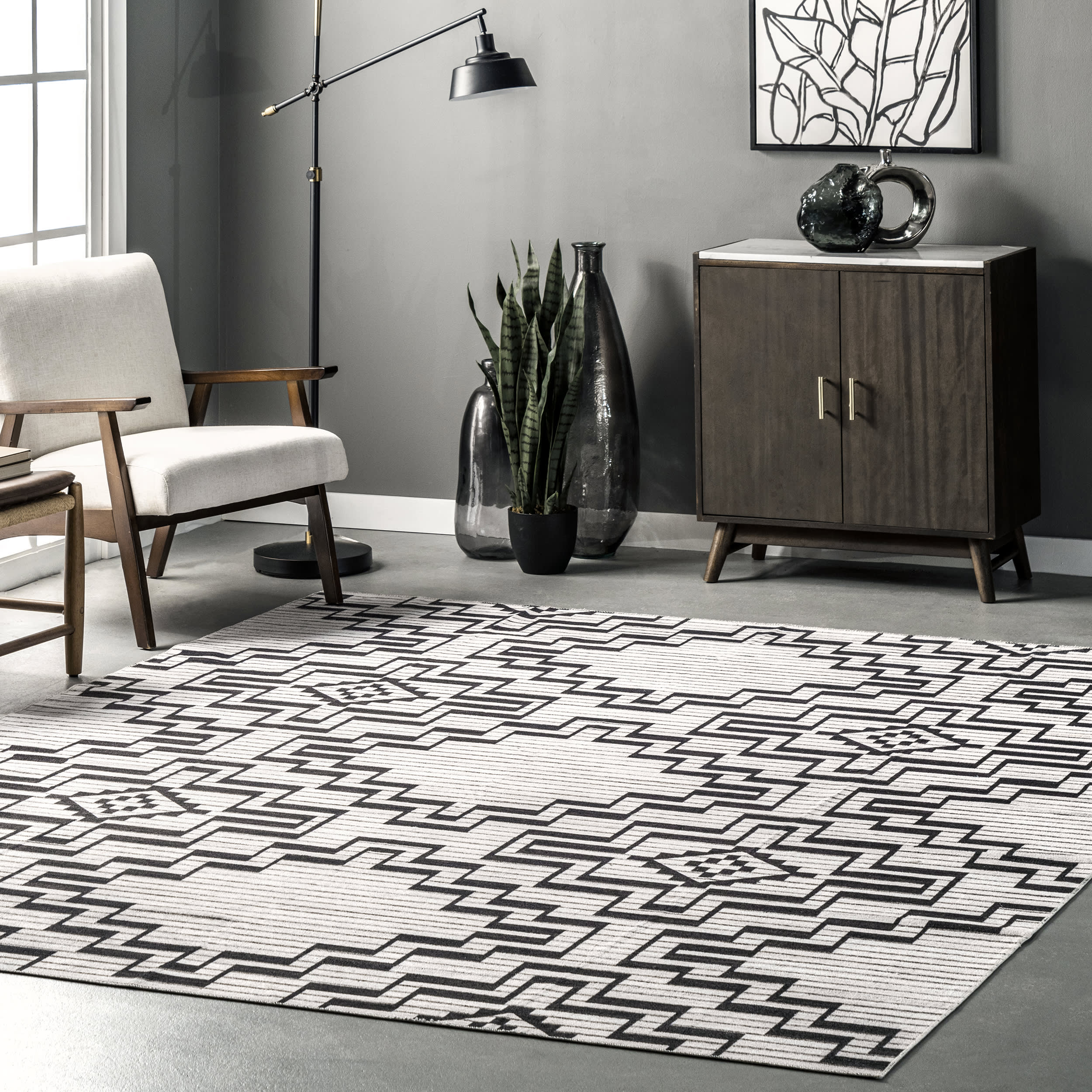 Christie Washable Modern Rug | Charcoal - Image 2