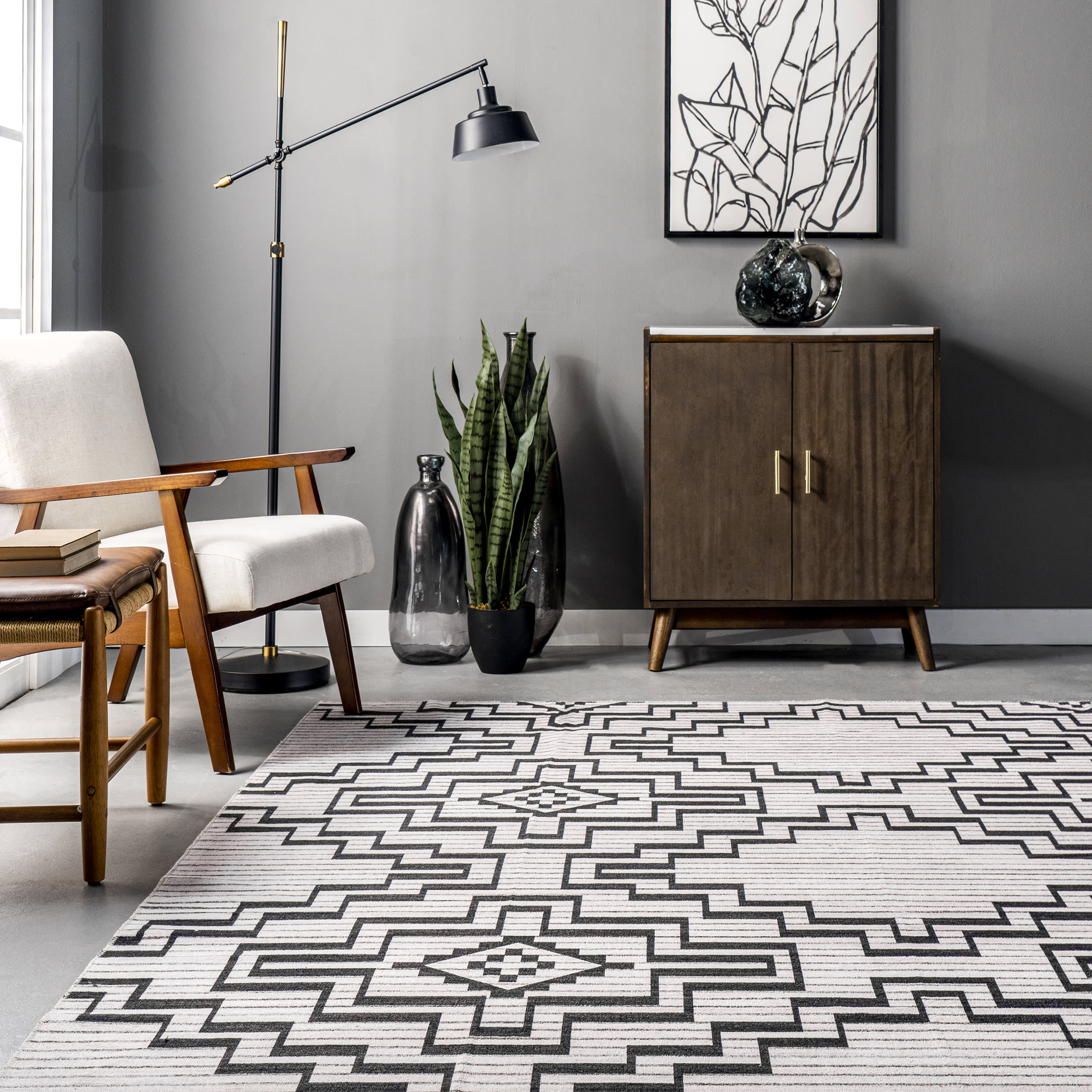 Christie Washable Modern Rug | Charcoal - Image 4