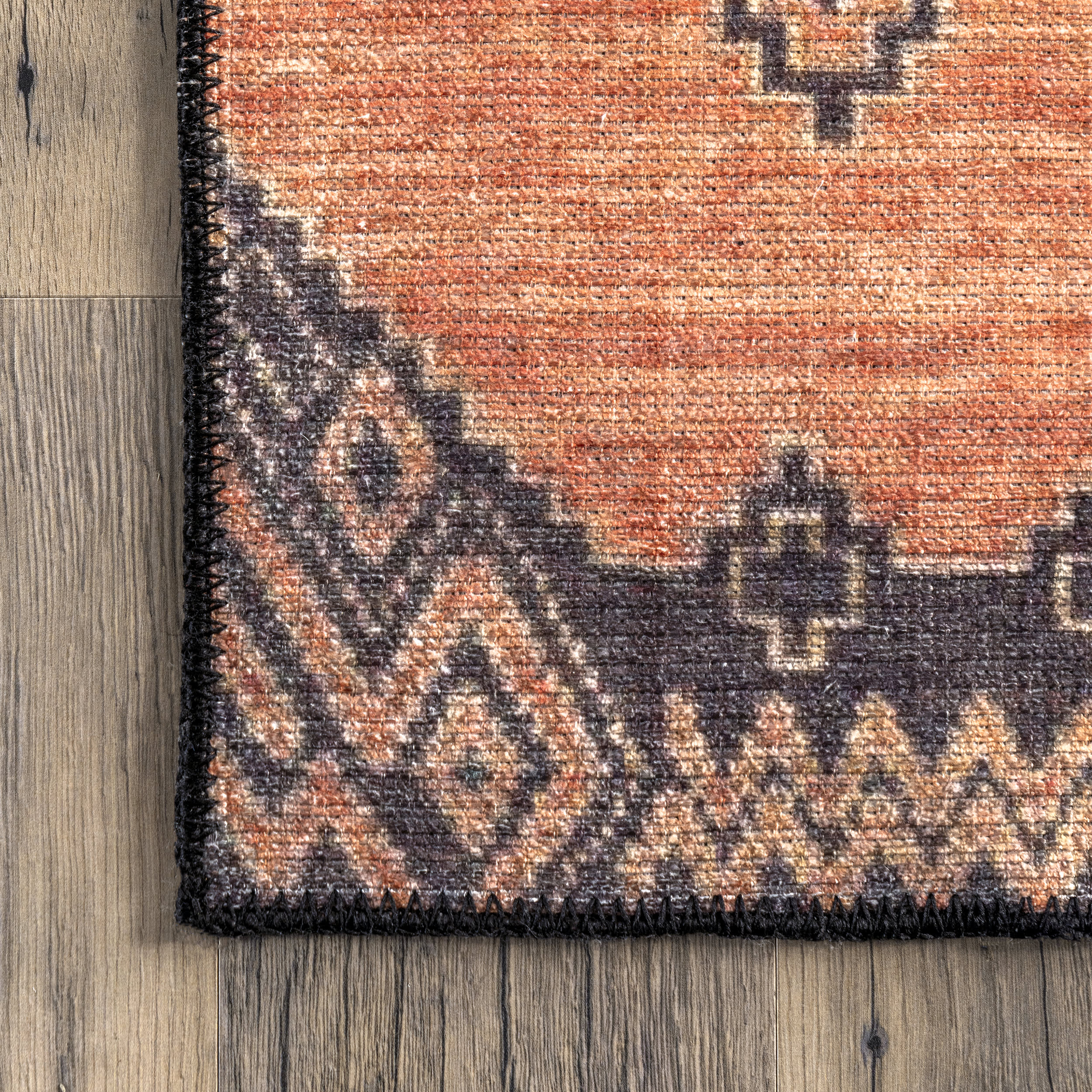 Christine Washable Paneled Rug | Rust - Image 3