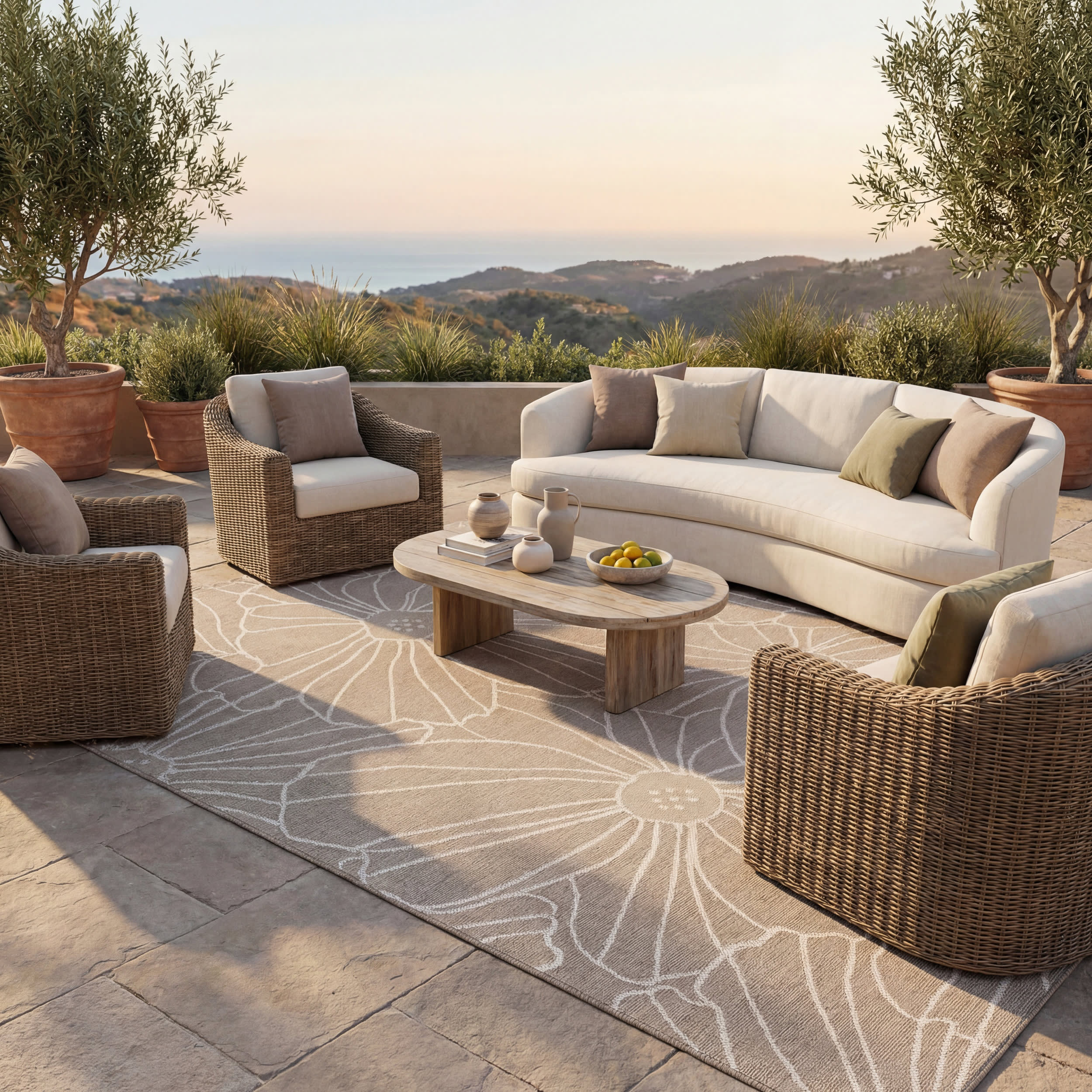 Chroma Modern Floral Indoor/Outdoor Rug | Grey - Image 2