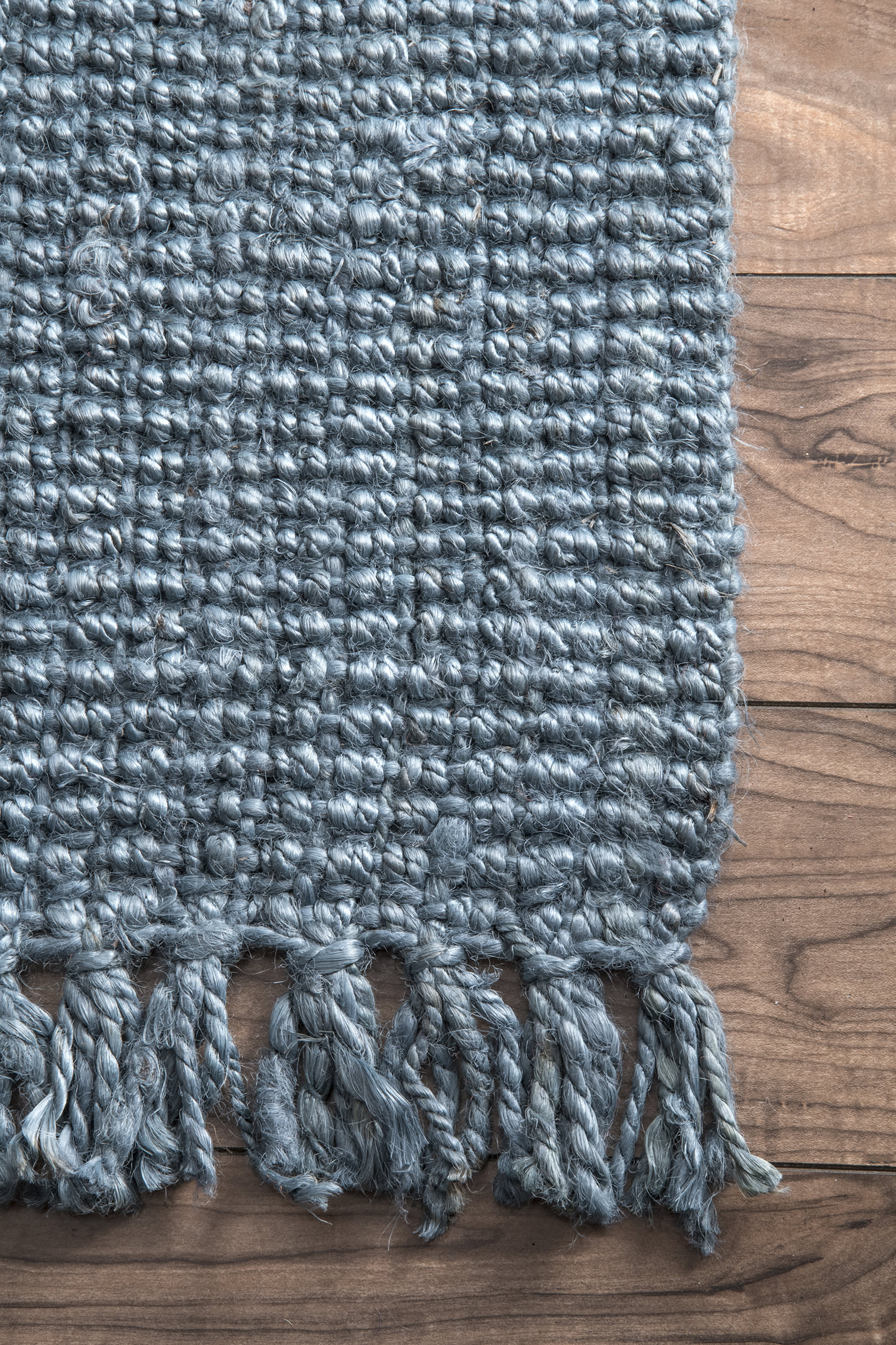 Chunky Jute Tasseled Rug | Blue - Image 3