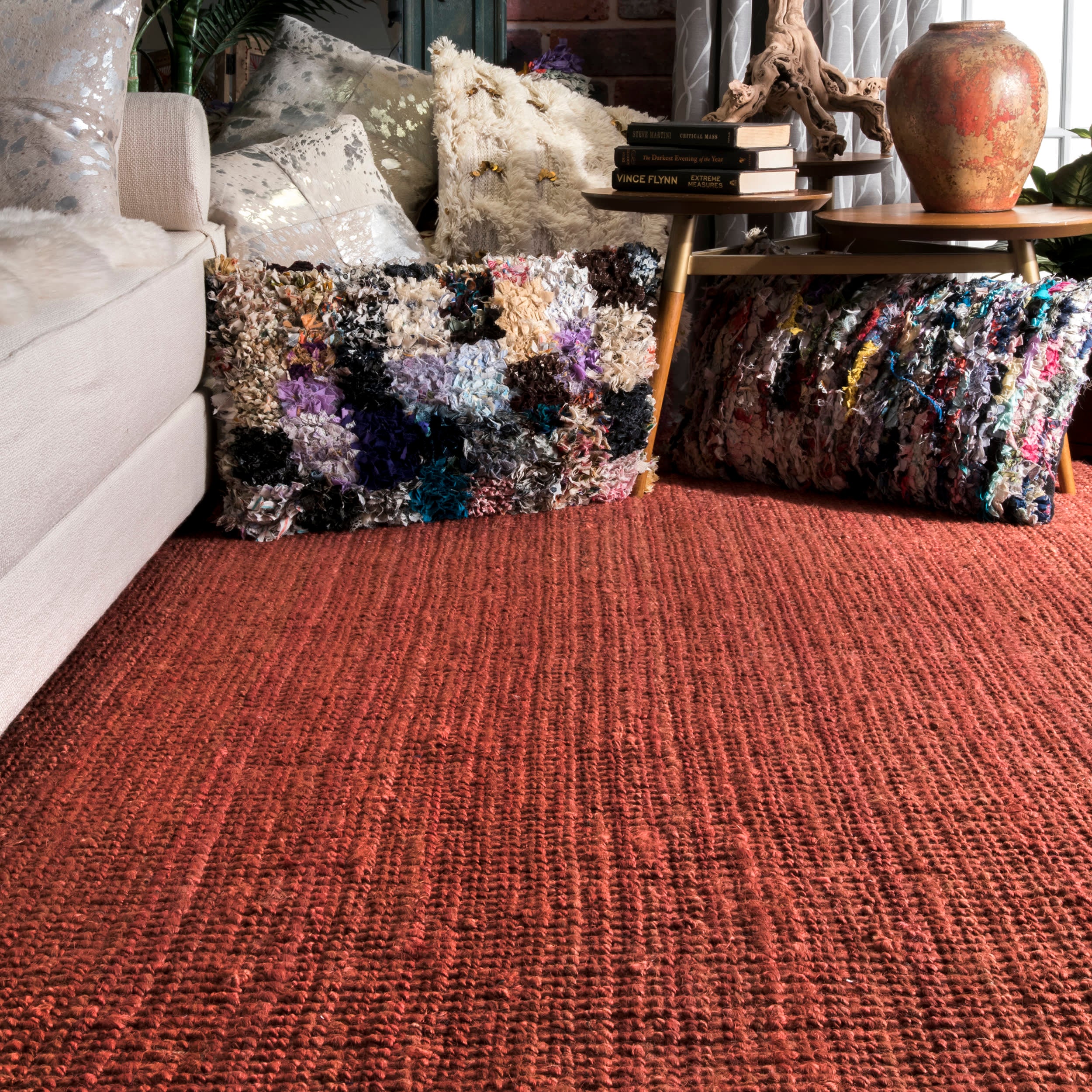 Chunky Jute Tasseled Rug | Brick - Image 4