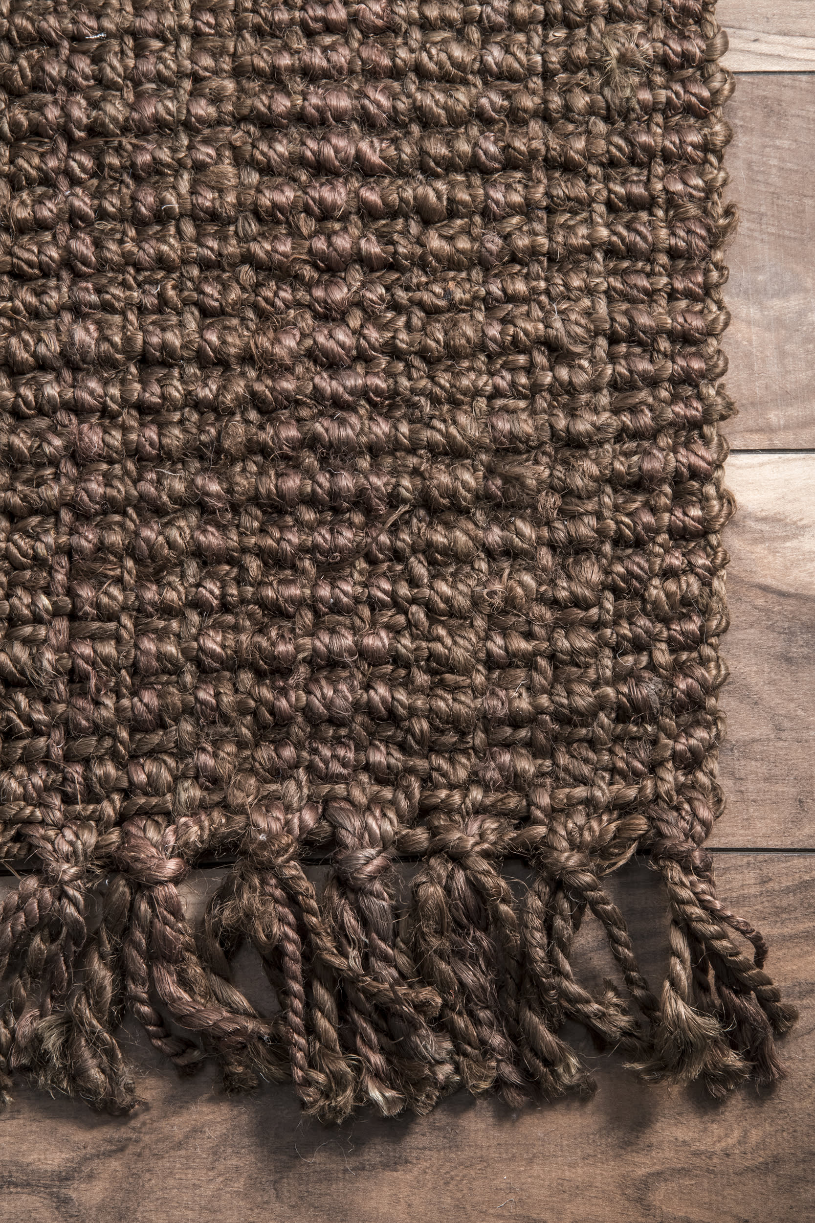 Chunky Jute Tasseled Rug | Chocolate - Image 3