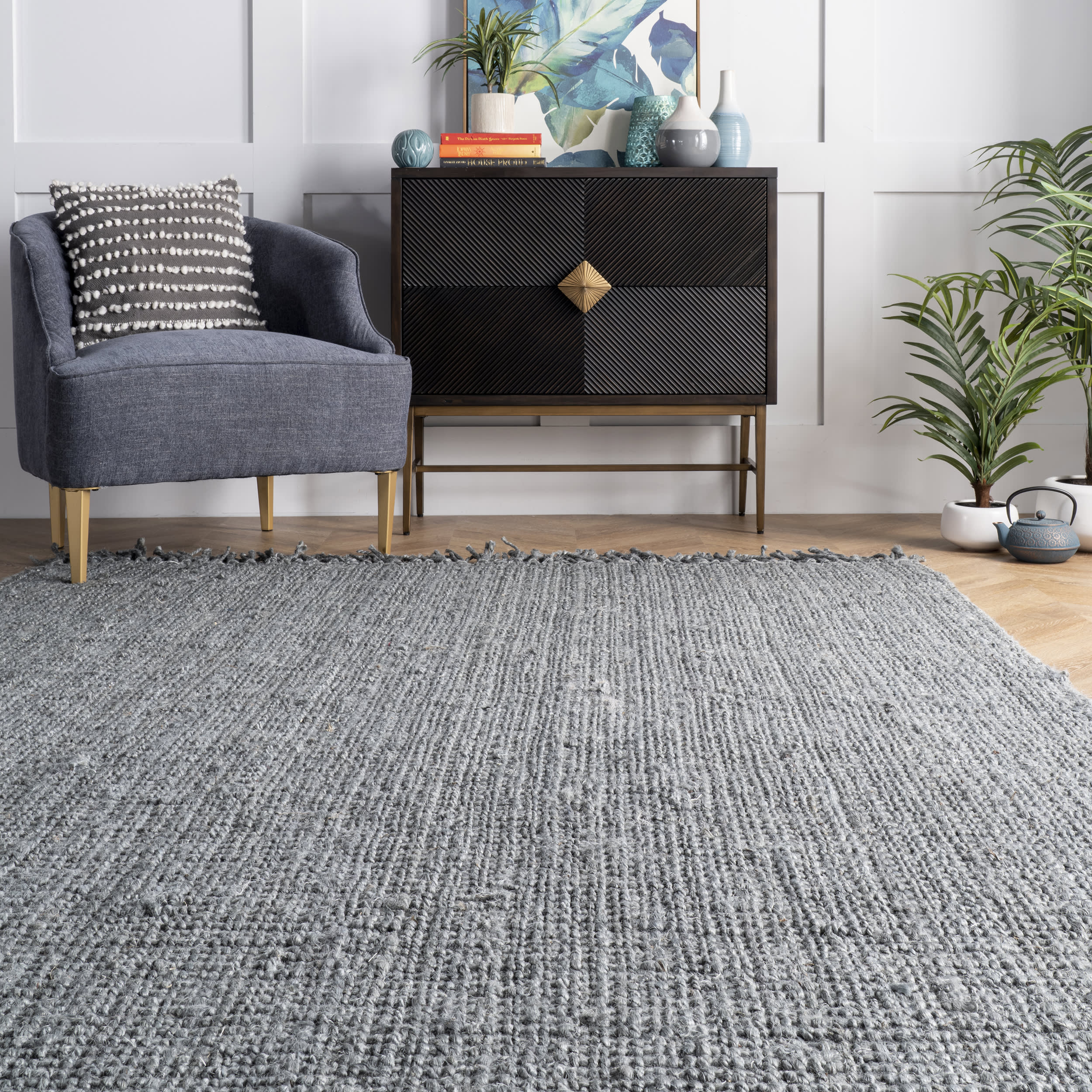 Chunky Jute Tasseled Rug | Grey - Image 4