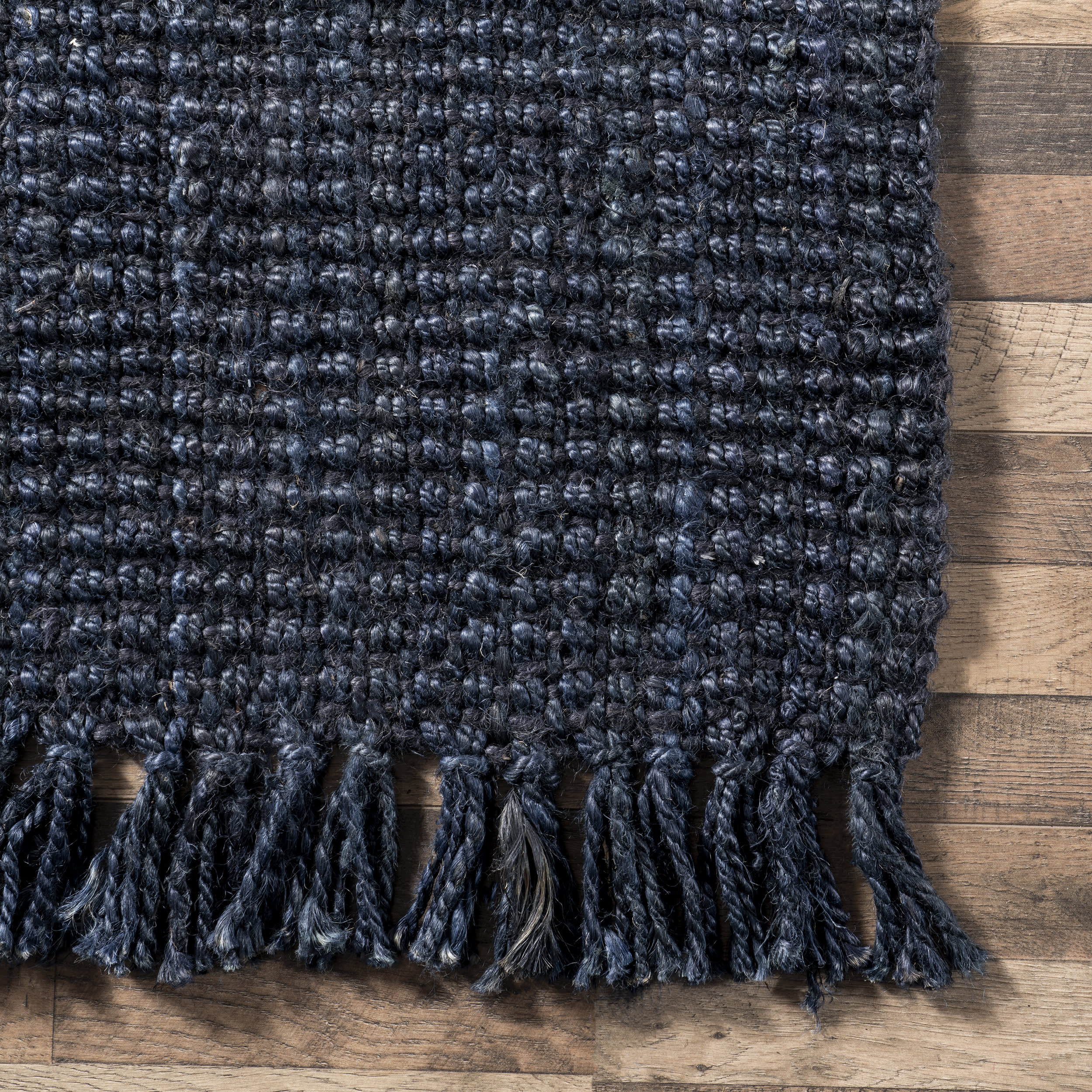 Chunky Jute Tasseled Rug | Navy - Image 3
