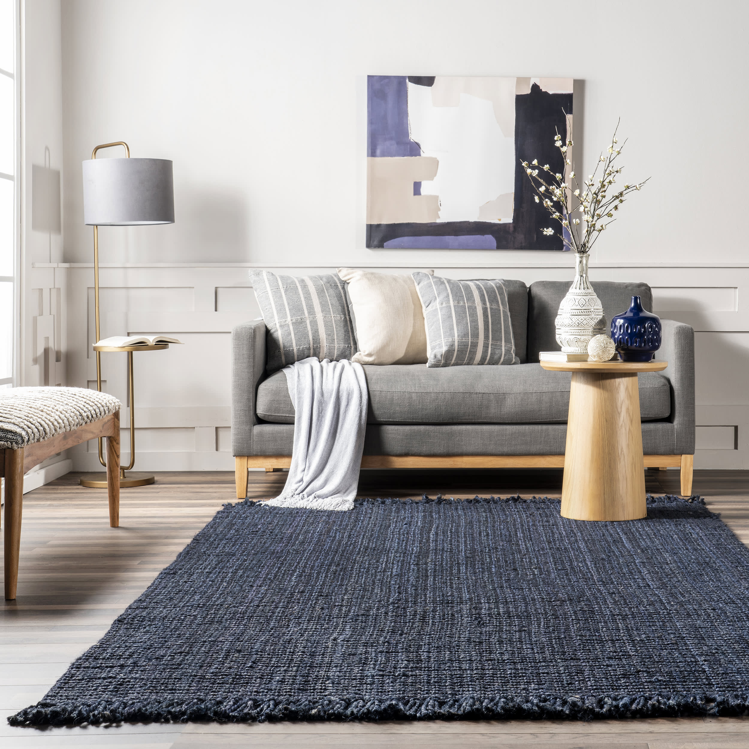 Chunky Jute Tasseled Rug | Navy - Image 4