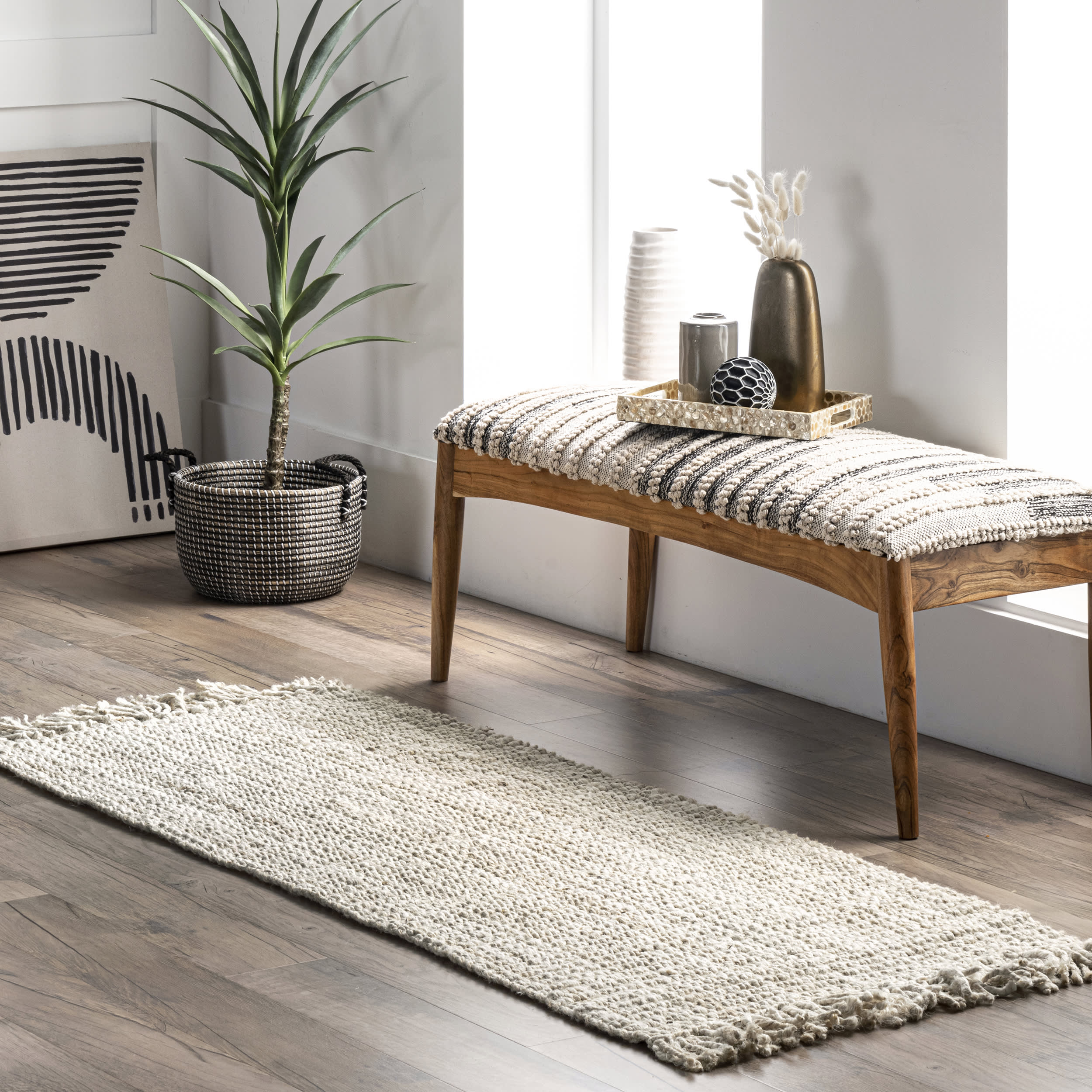Chunky Jute Tasseled Rug | Off White - Image 2