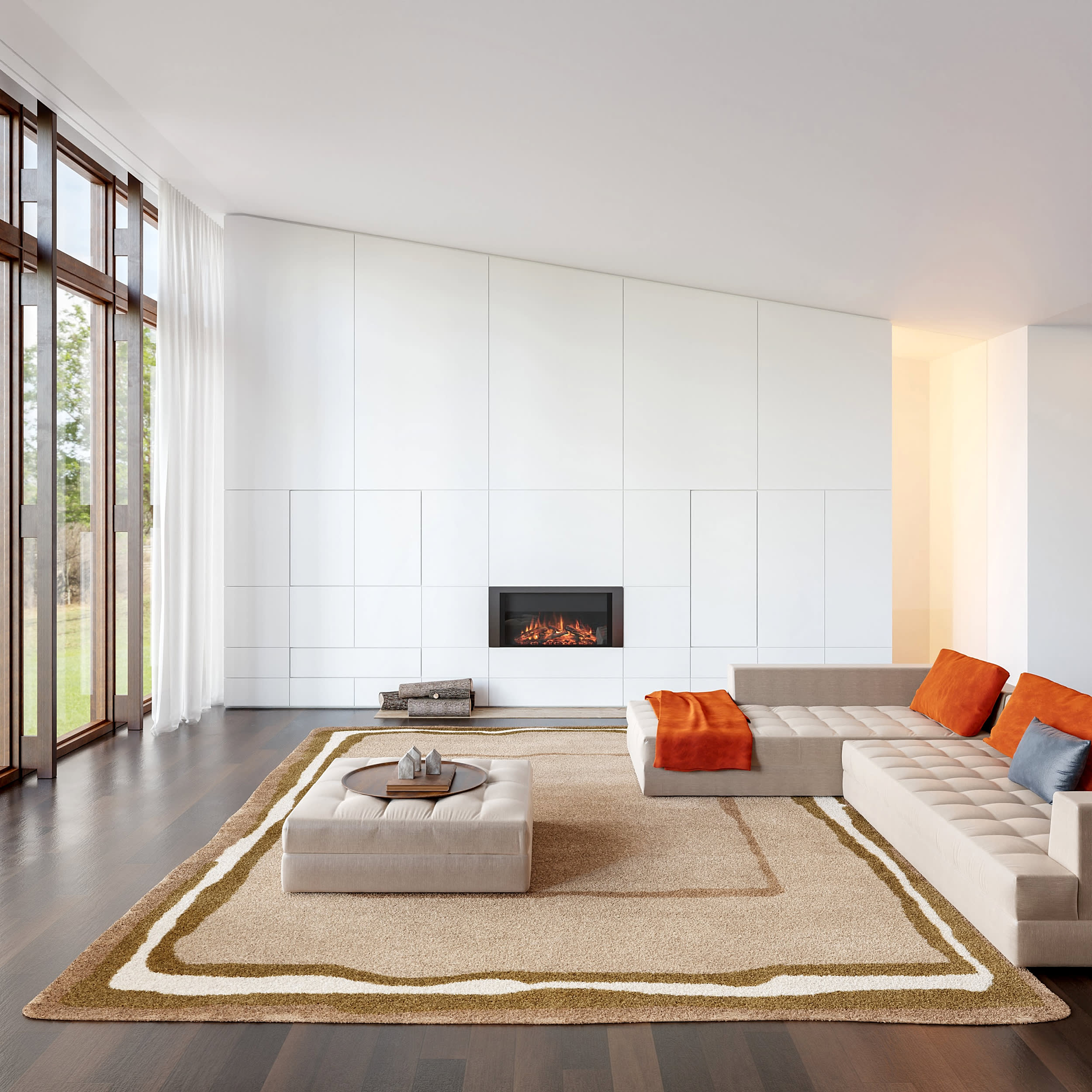Churia Bordered Wool Rug | Taupe - Image 2