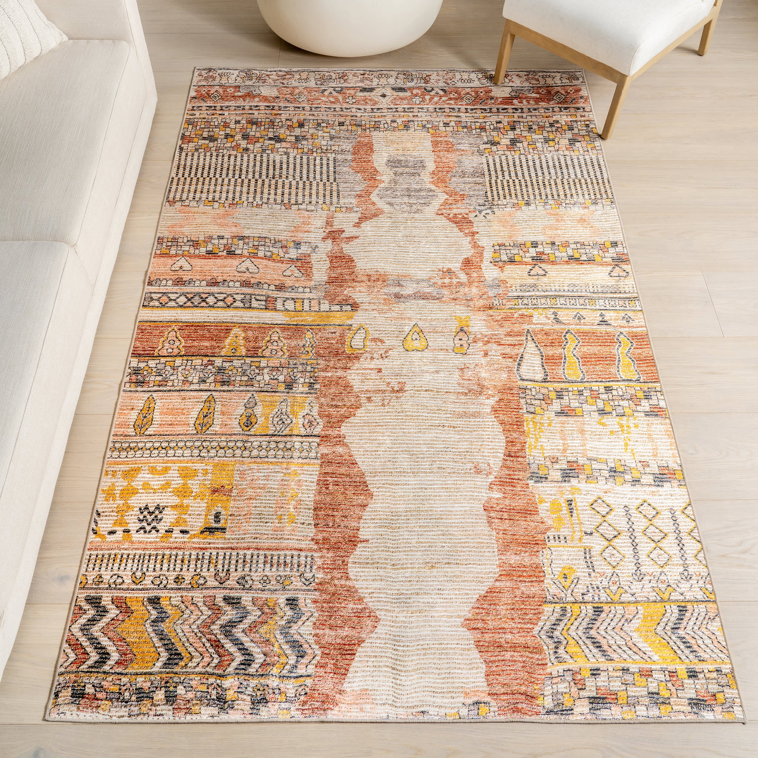 Cielo Abstract Spill Proof Washable Rug | Multicolor - Image 2