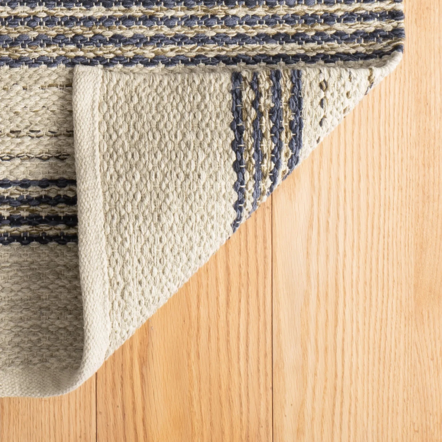 Cielo Stripe Handwoven Cotton Rug | Navy - Image 8
