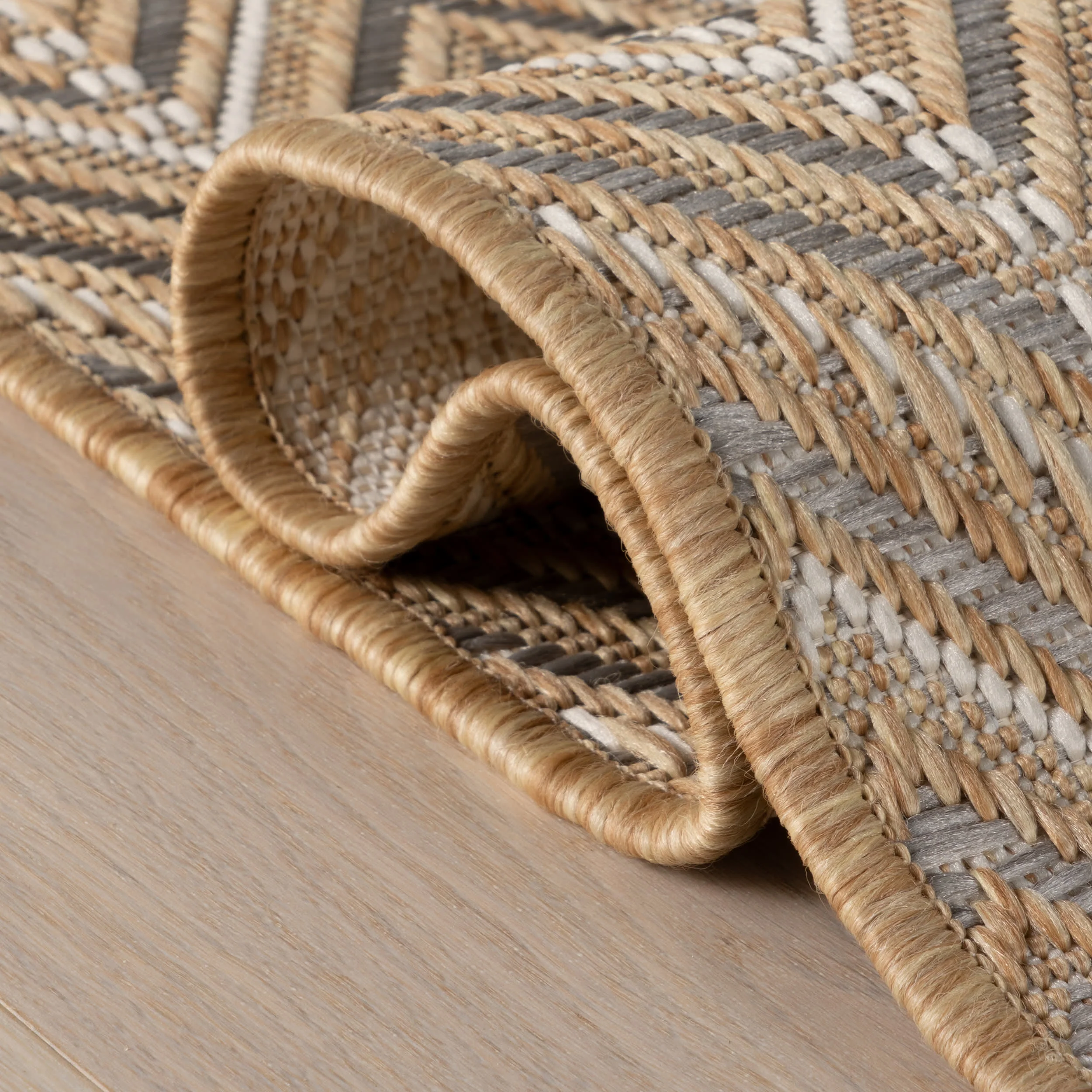 Cirella Modern Chevron Indoor/Outdoor Rug | Natural - Image 6