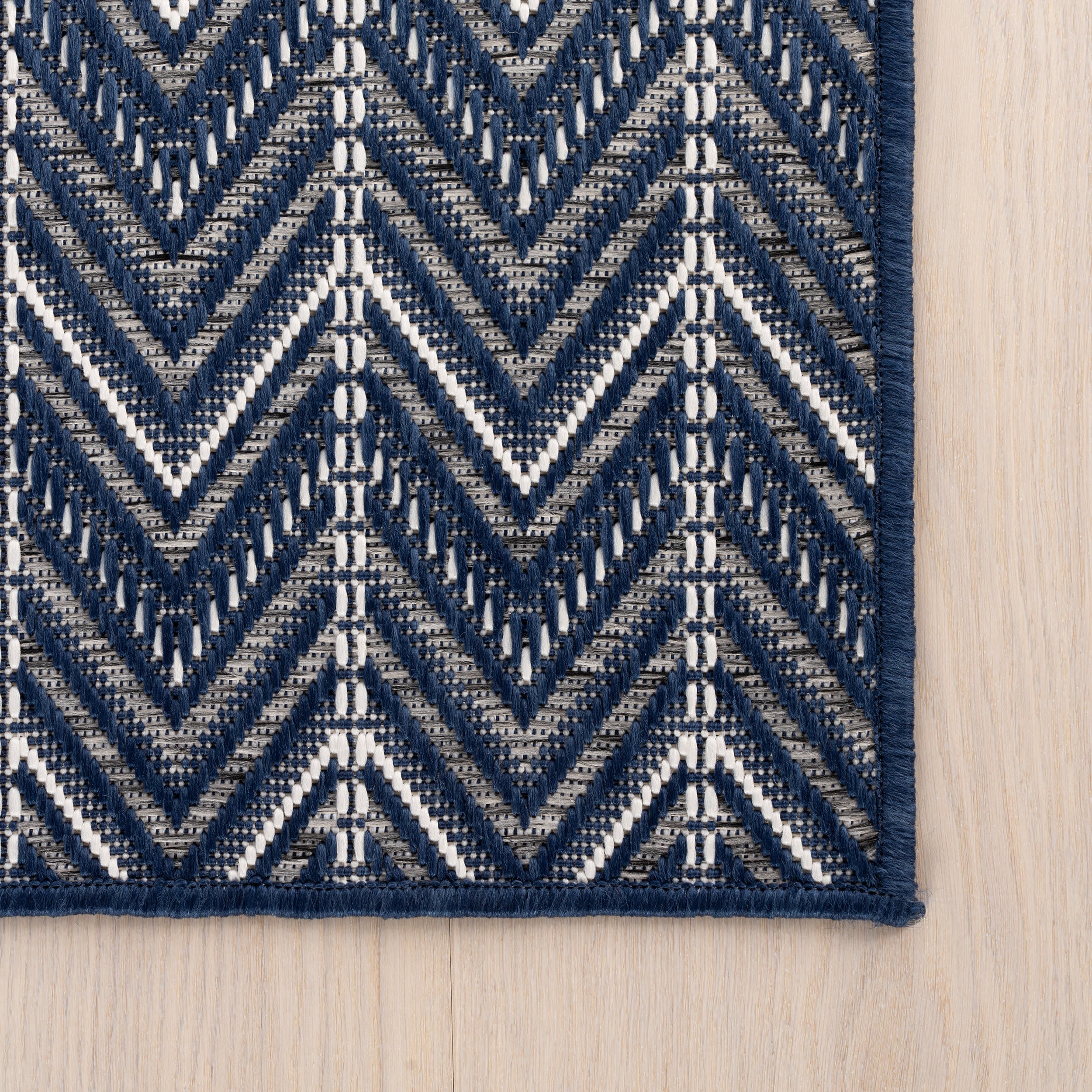 Cirella Modern Chevron Indoor/Outdoor Rug | Navy - Image 3
