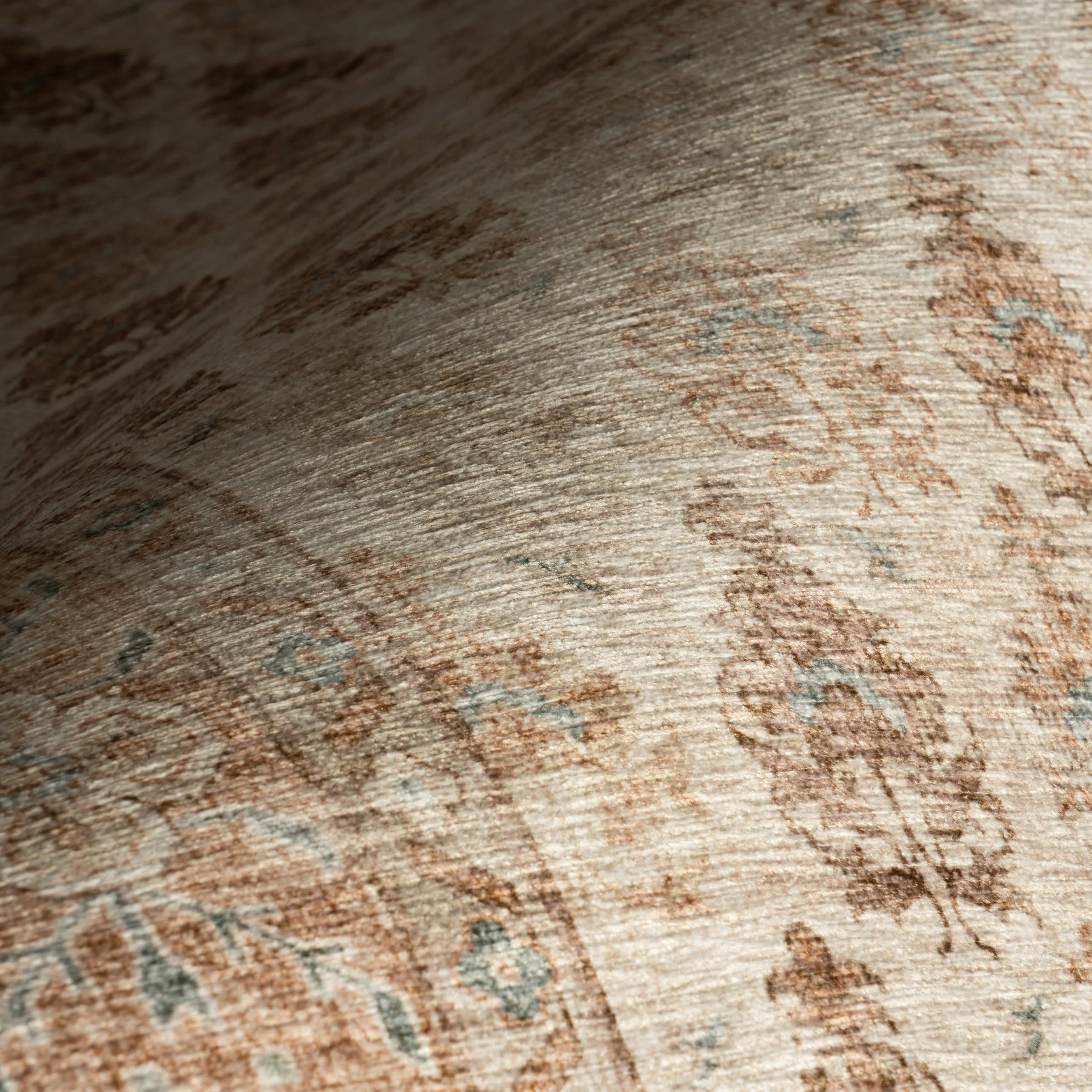 Cise Traditional Bordered Washable Rug | Peach - Image 3
