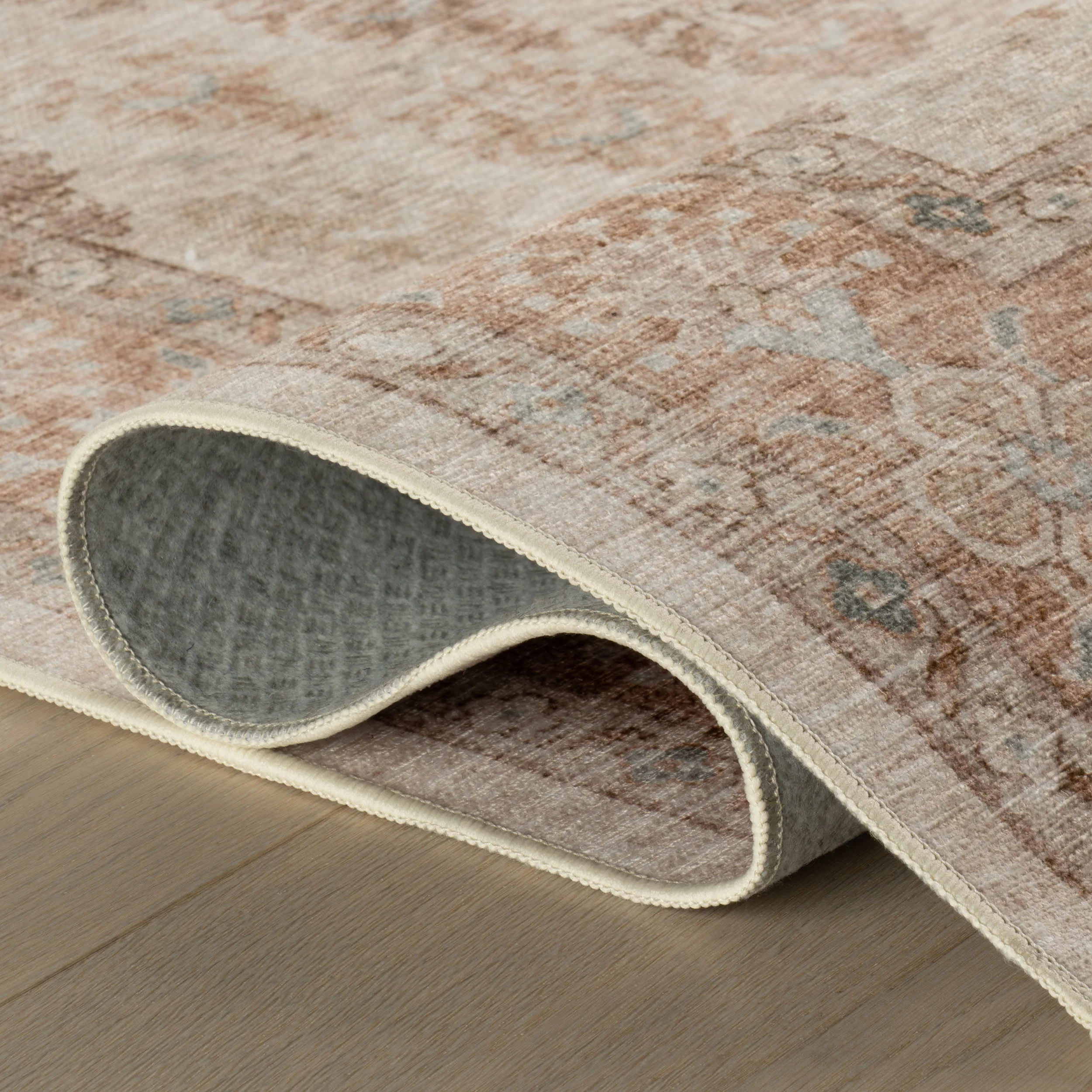 Cise Traditional Bordered Washable Rug | Peach - Image 7