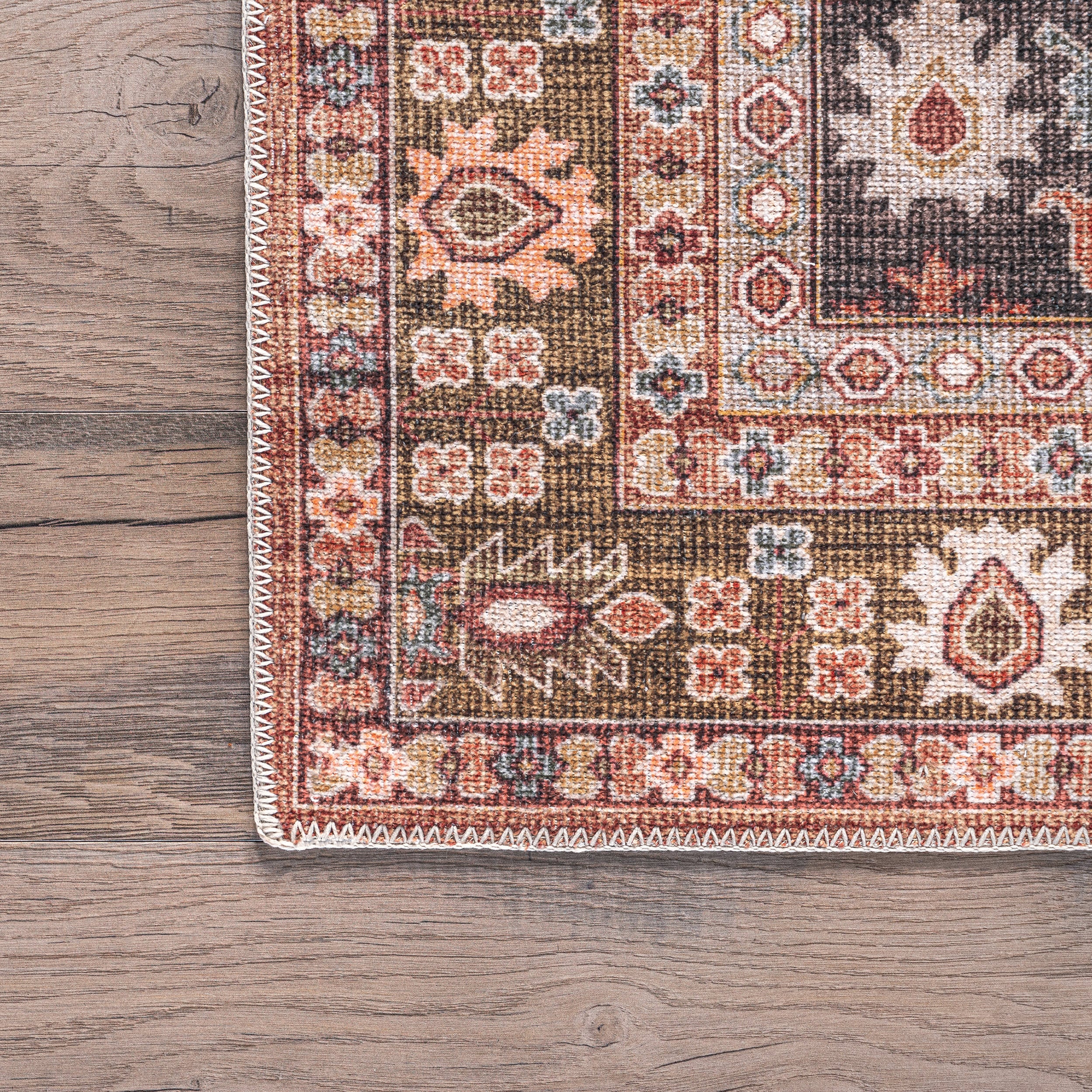 Claire Washable Floral Rug | Brown - Image 3