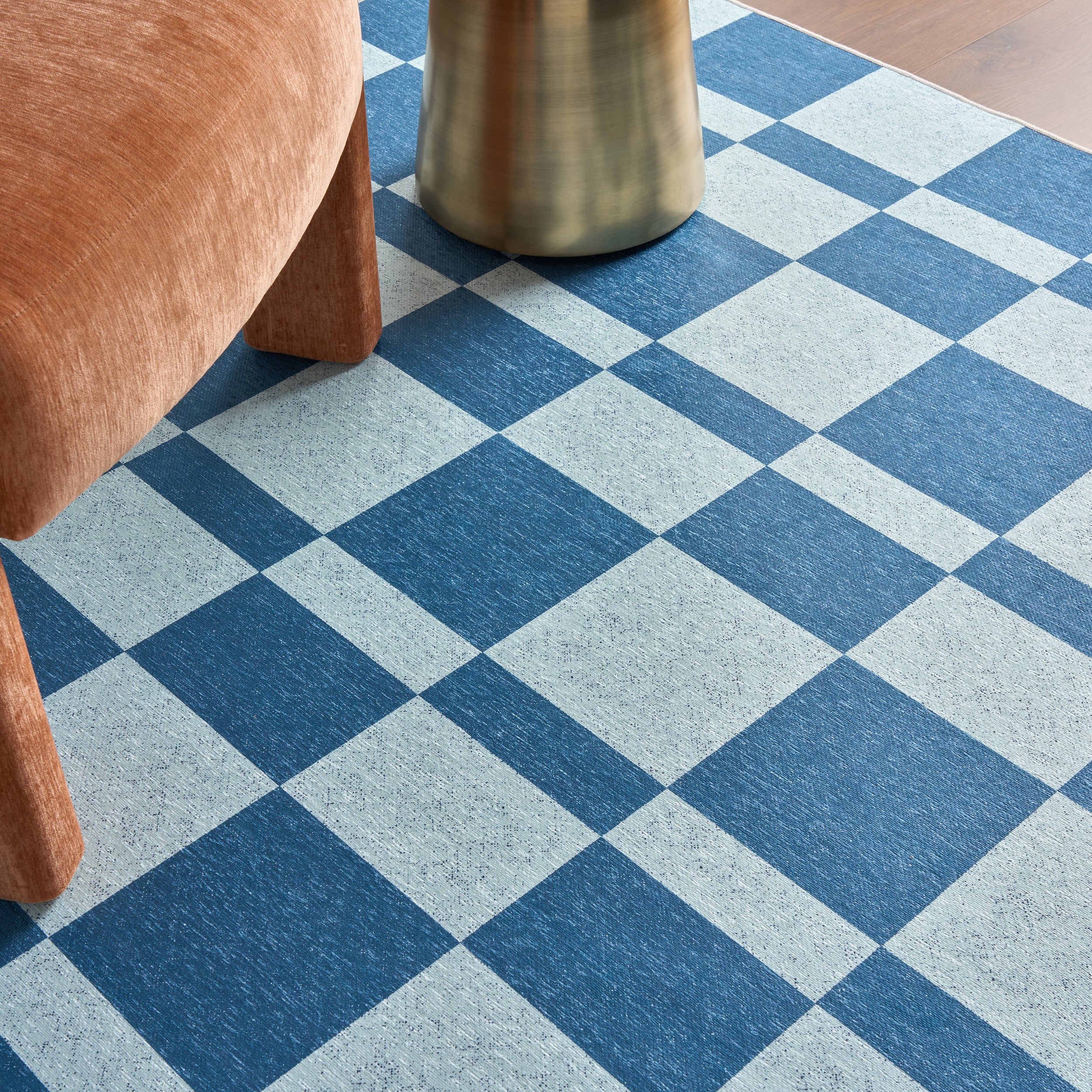 Classic Court Checkered Washable Rug by Society6 | Blue - Image 5