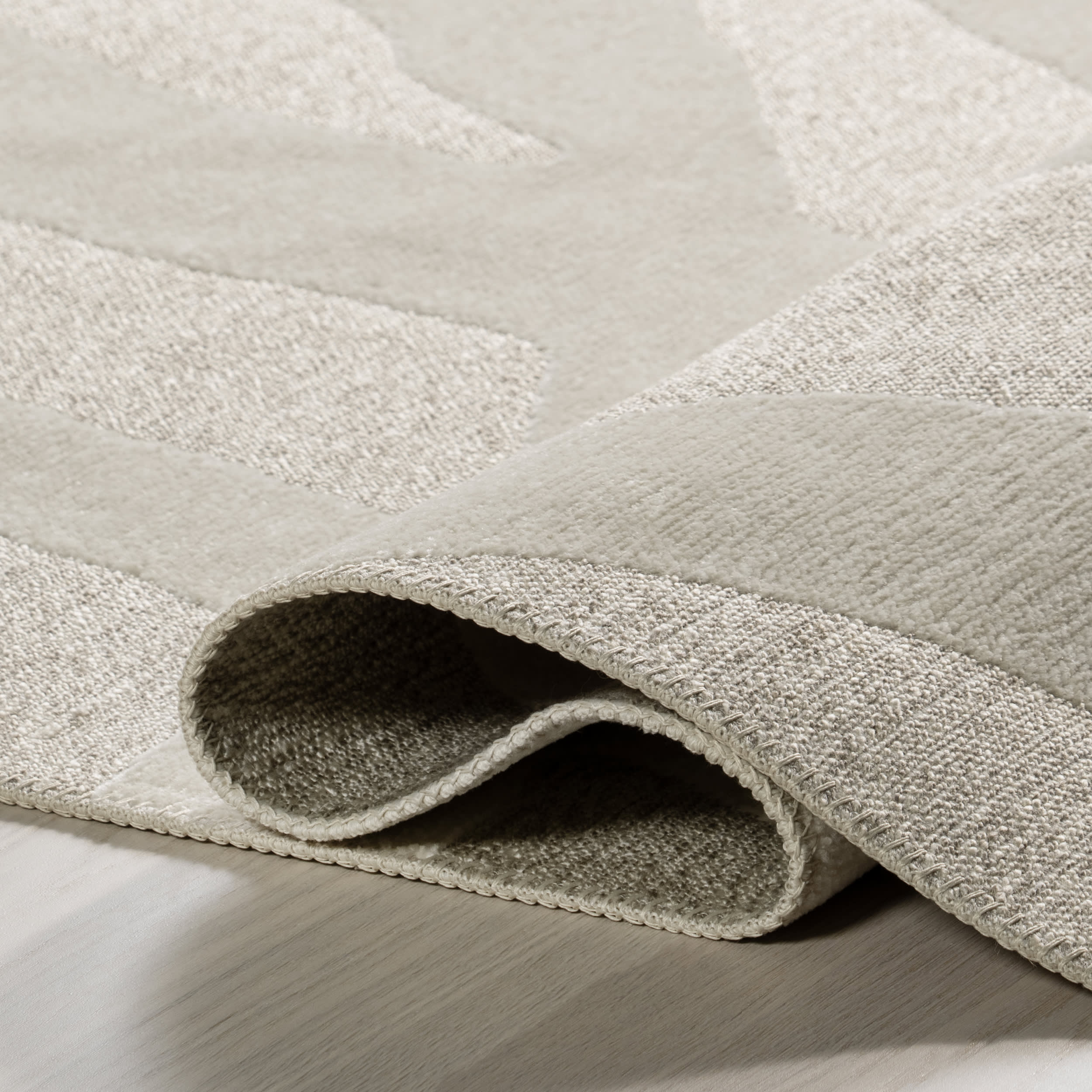 Claude Abstract Fringed Reversible Washable Rug | Cream - Image 9
