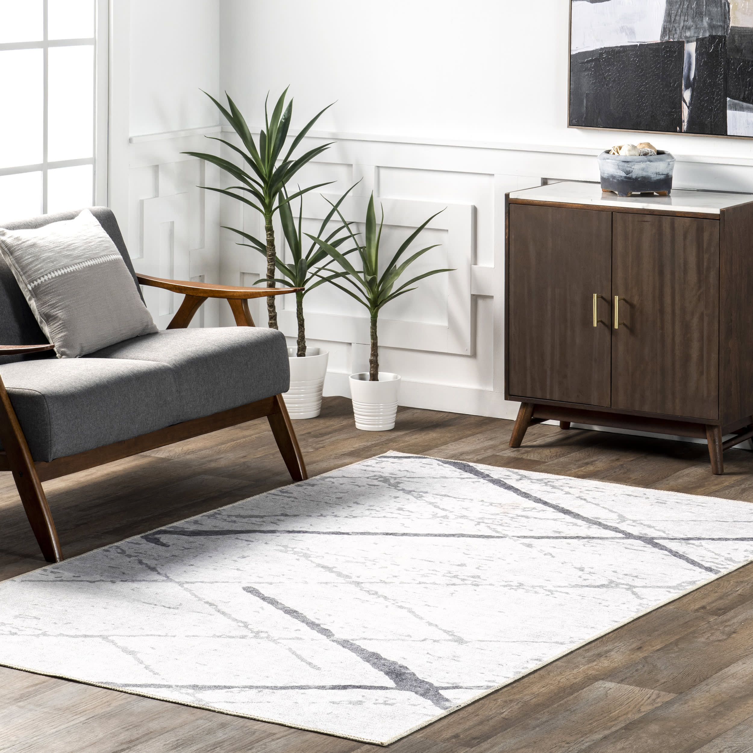 Claudetta Reversible Washable Rug | Beige And Blue - Image 2